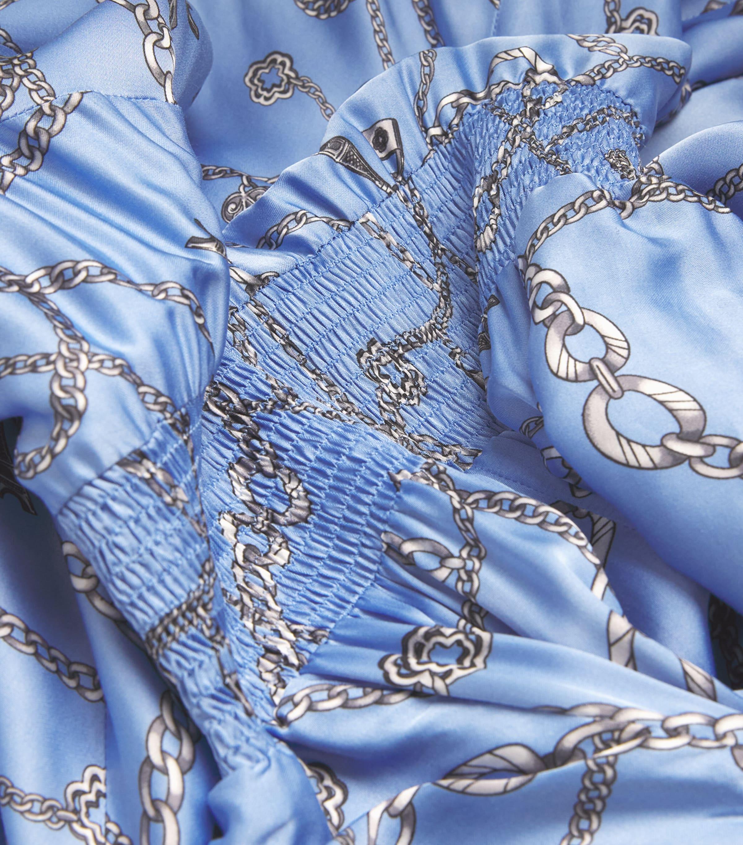 blue chain print dress Women's Chain Reaction Chain Print Satin Maxi Dress in Blue main image 1