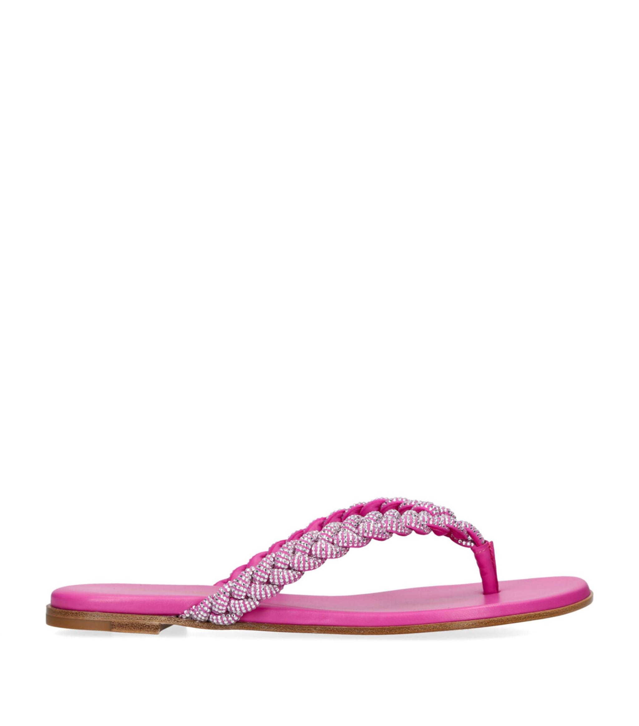 Gianvito Rossi Crystal-embellished Flip Flops in Pink | Lyst