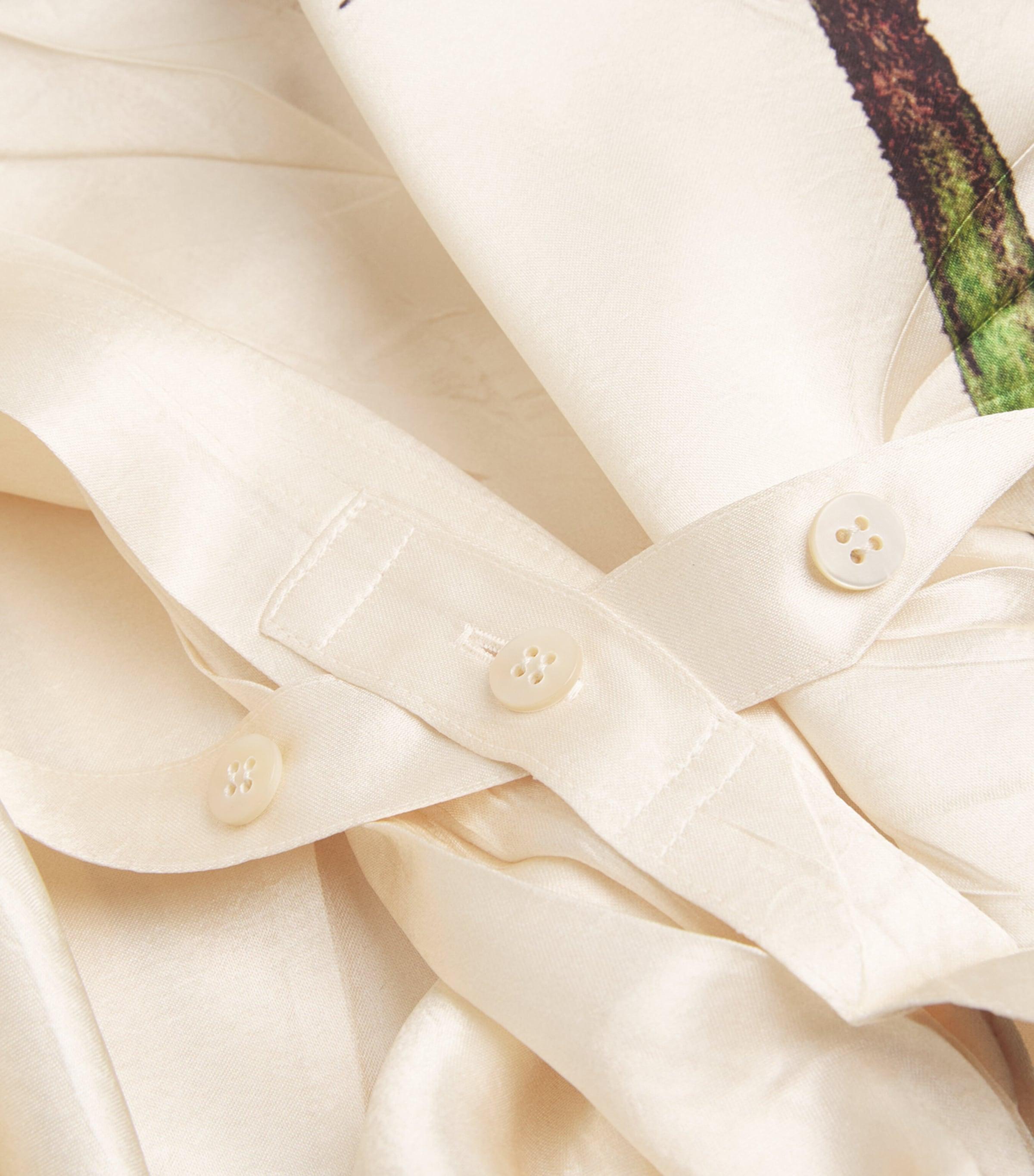 Issey Miyake Pressed Flora Ranunculus Column Maxi Dress in Natural 