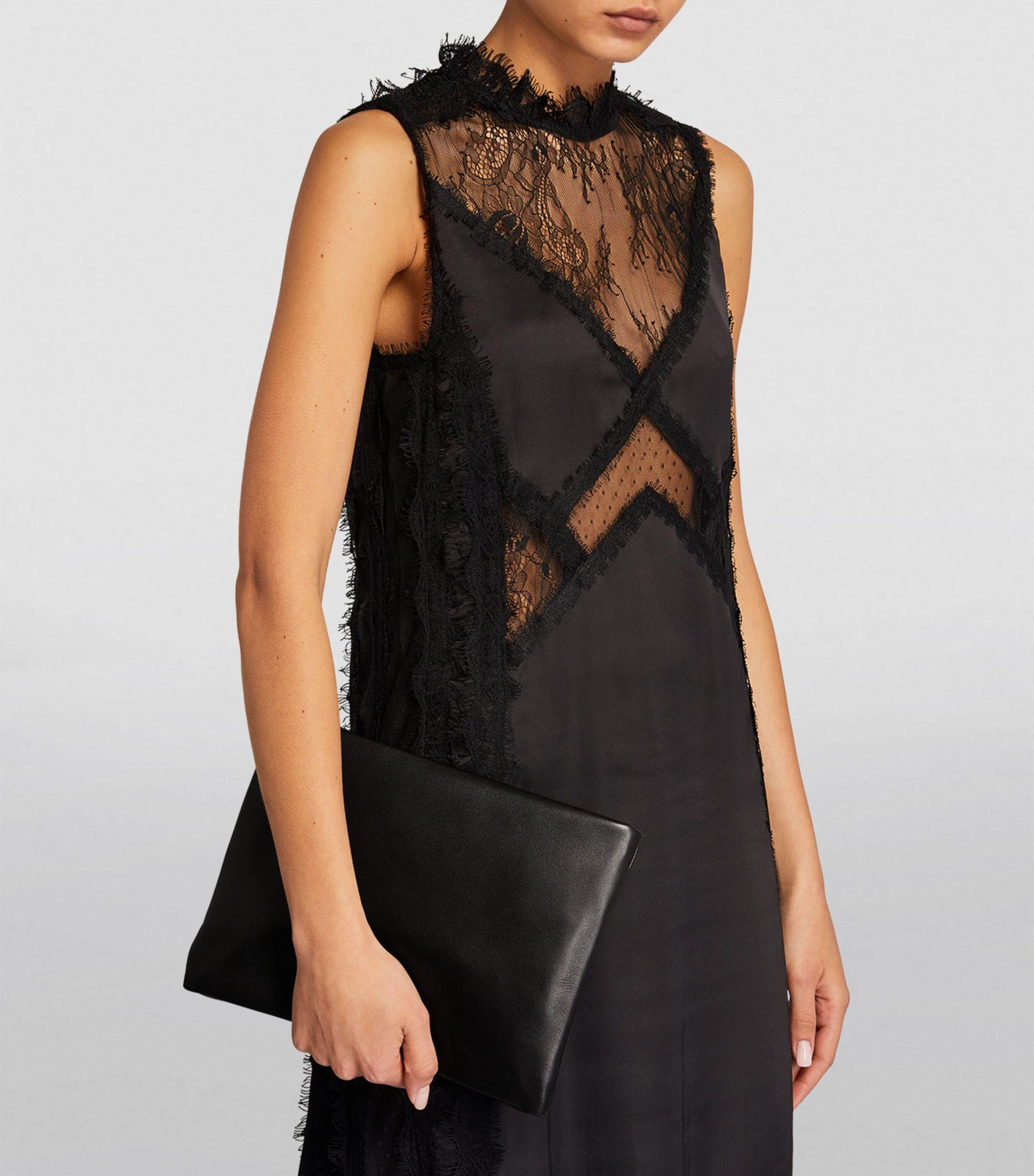 AllSaints Leather Bettina Clutch Bag in Black | Lyst