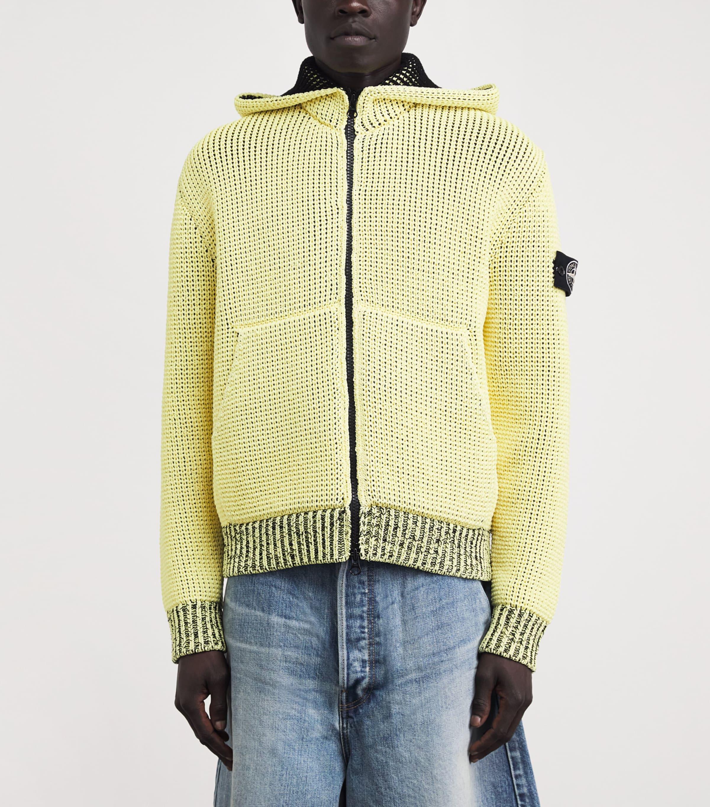 Stone Island Uv-Reactive Knit Hoodie in Yellow for Men | Lyst