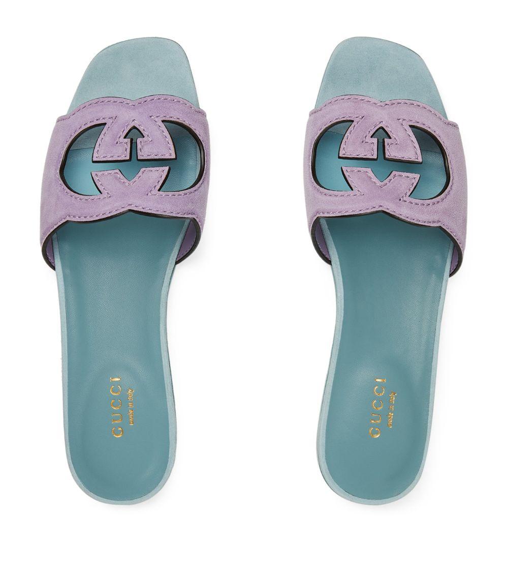 Gucci Suede Interlocking G Sandals in Purple Lyst Canada