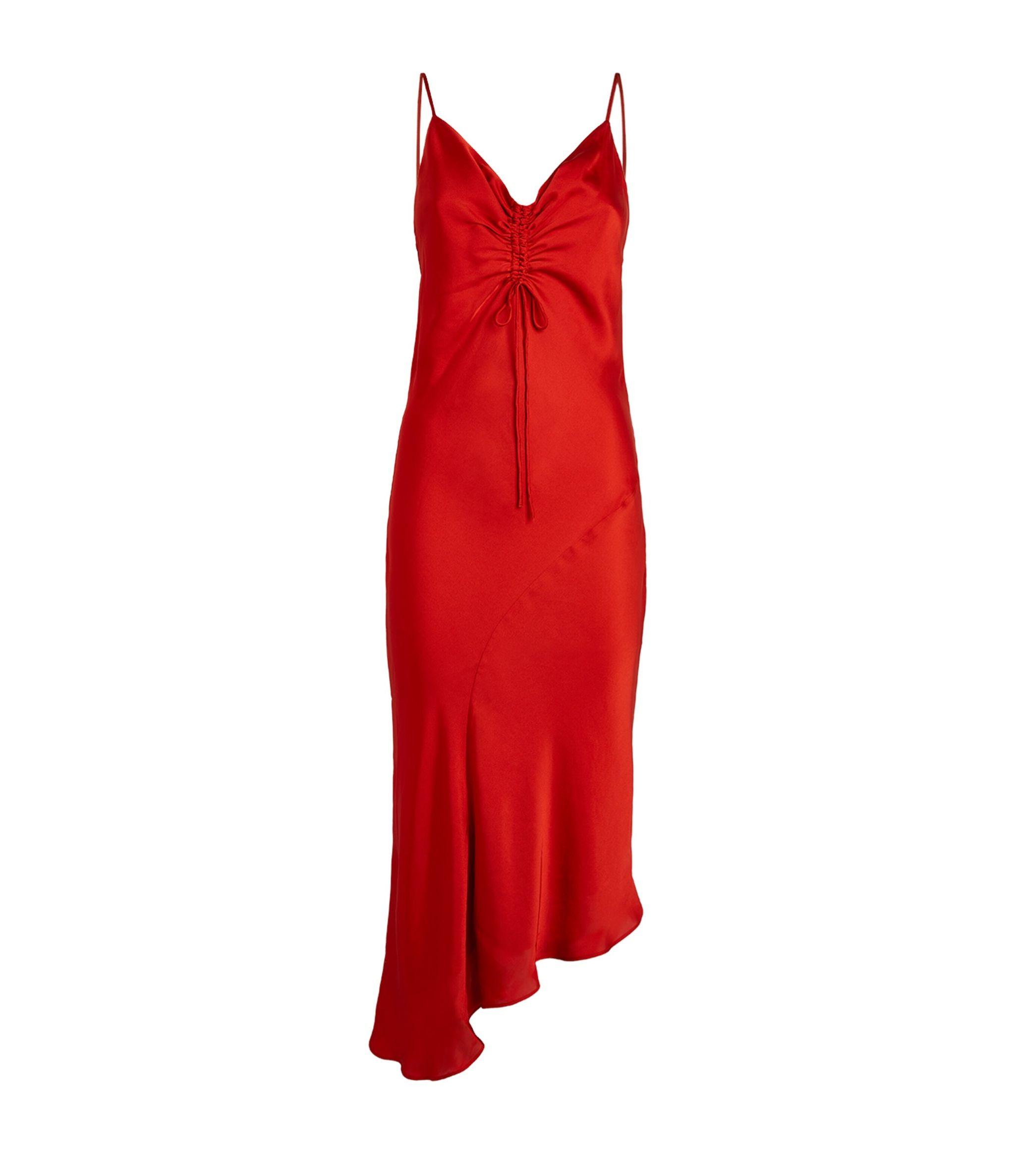 AllSaints Synthetic Alexia Midi Dress in Red | Lyst