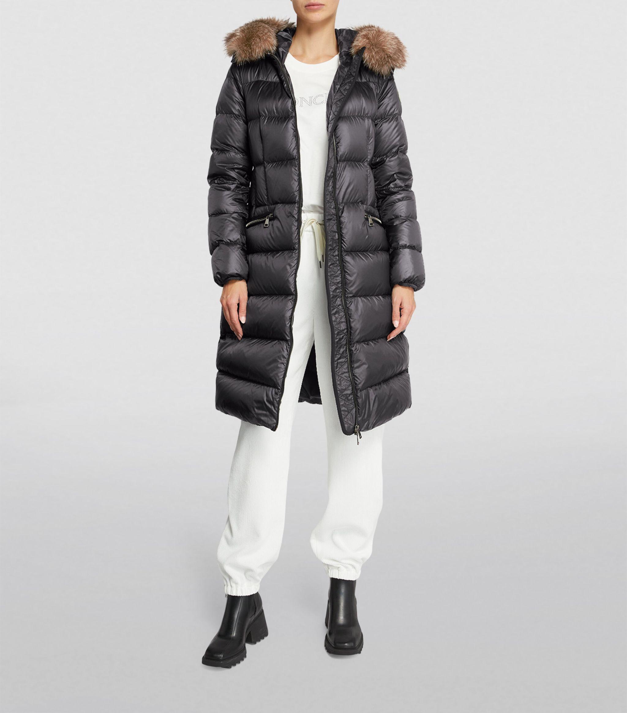 Moncler Fur-trim Boedic Puffer Jacket in Gray | Lyst