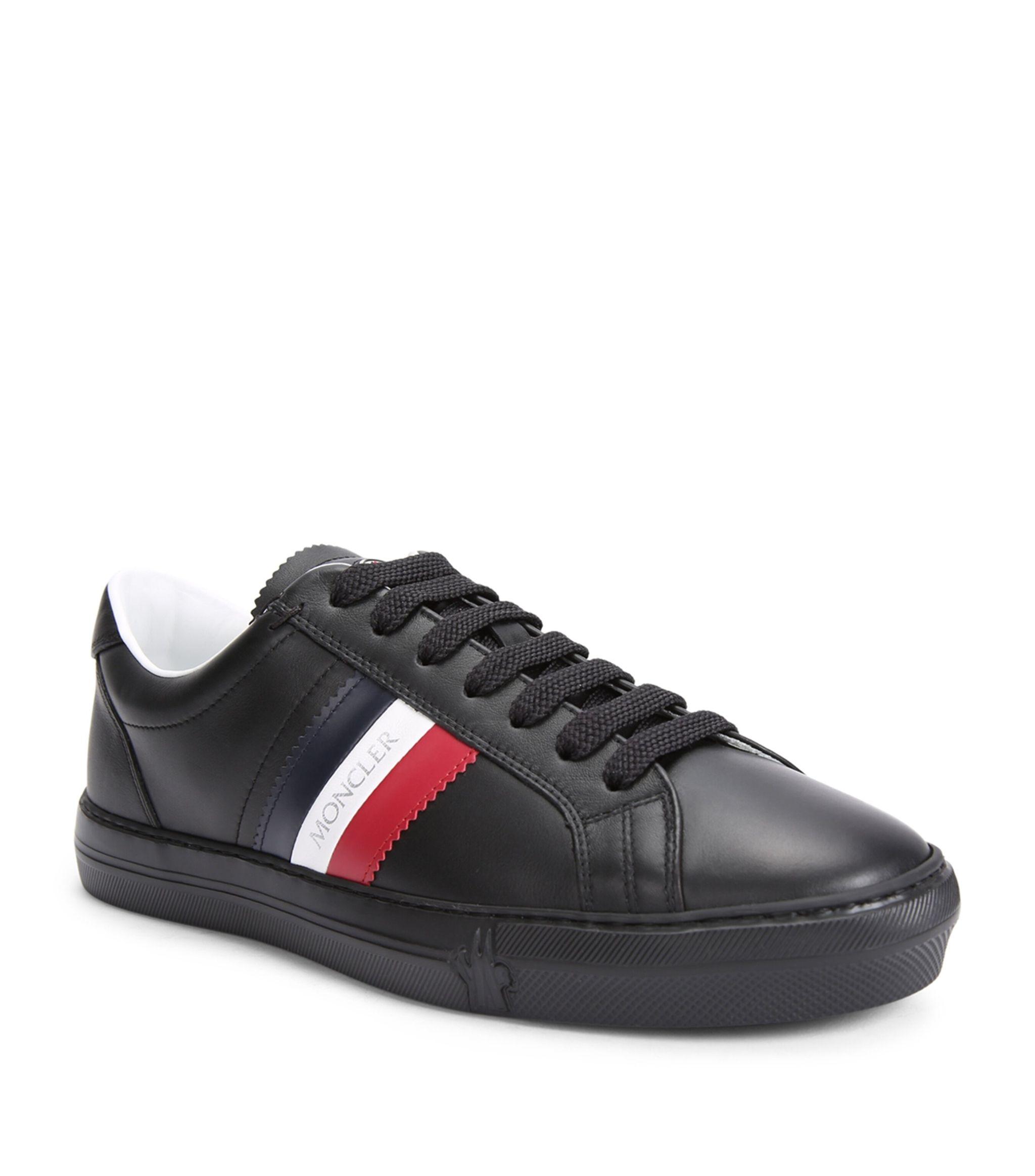 Moncler Leather New Monaco Sneakers in Black for Men | Lyst
