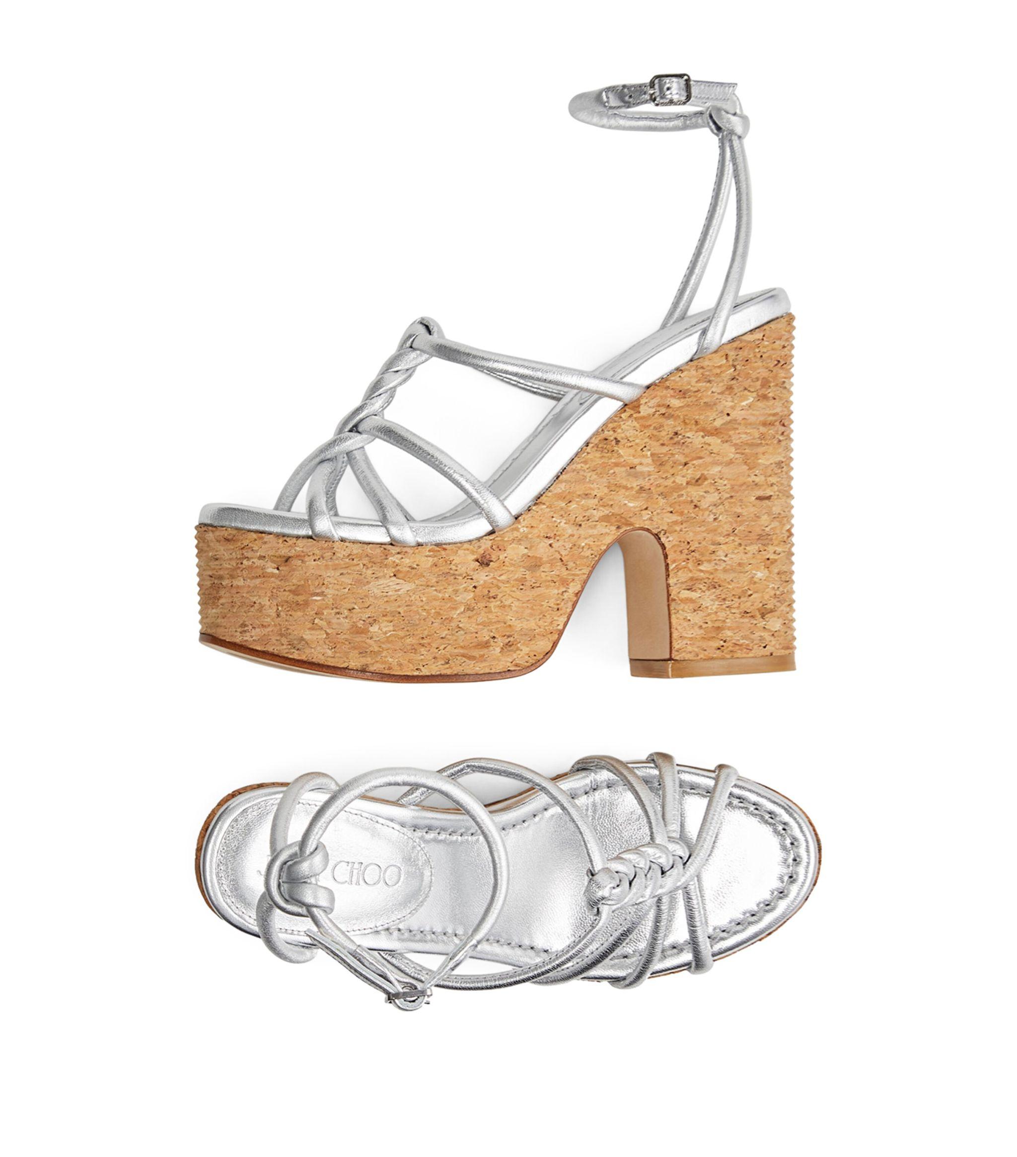 Jimmy Choo Clare 130 Wedge Sandals in White | Lyst
