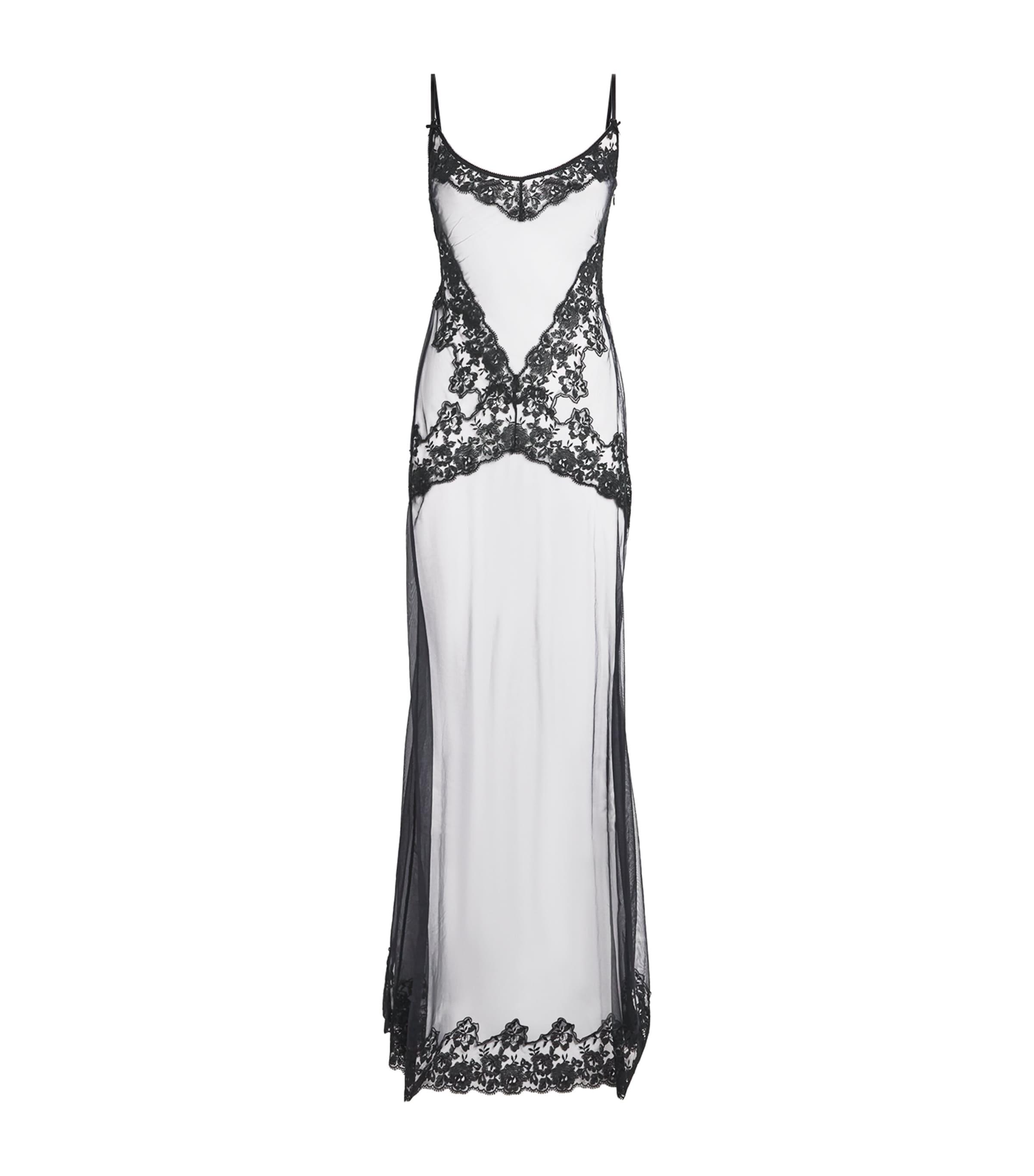 romantic lace maxi dress Juliet Sheer Lace Maxi Dress in Black L main image 1