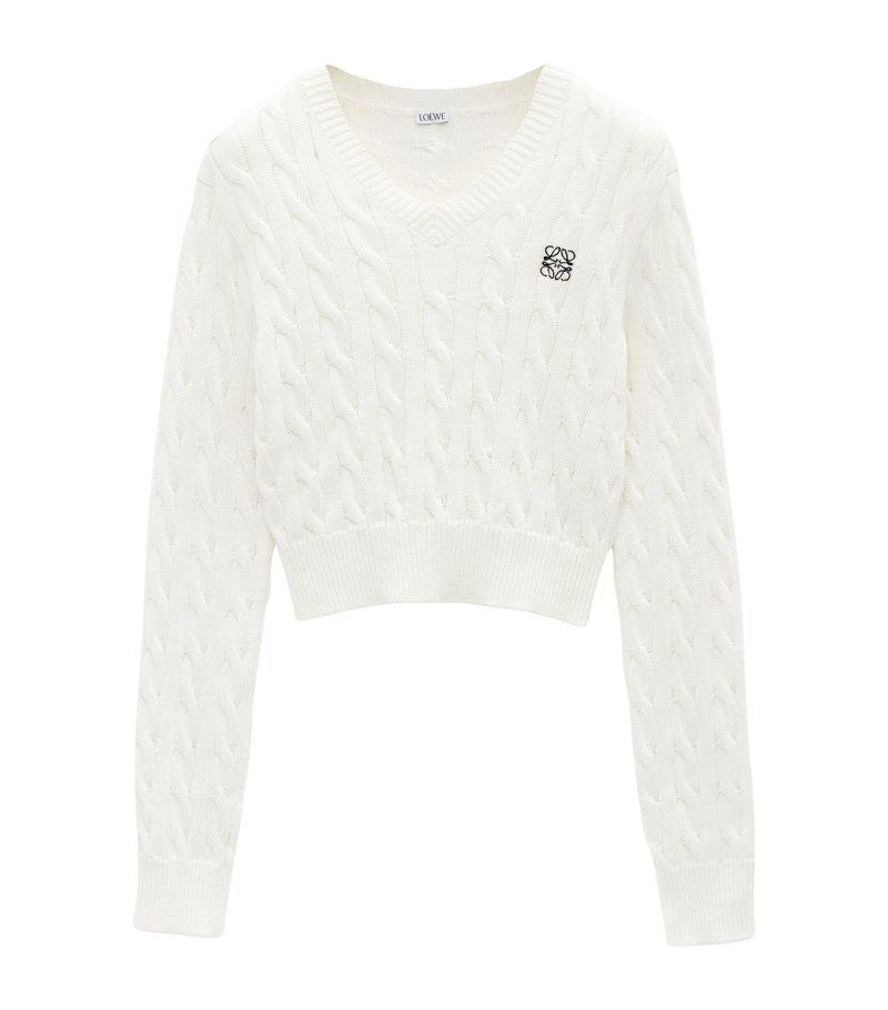 Loewe Cotton Cable-Knit Sweater in White Lyst UK