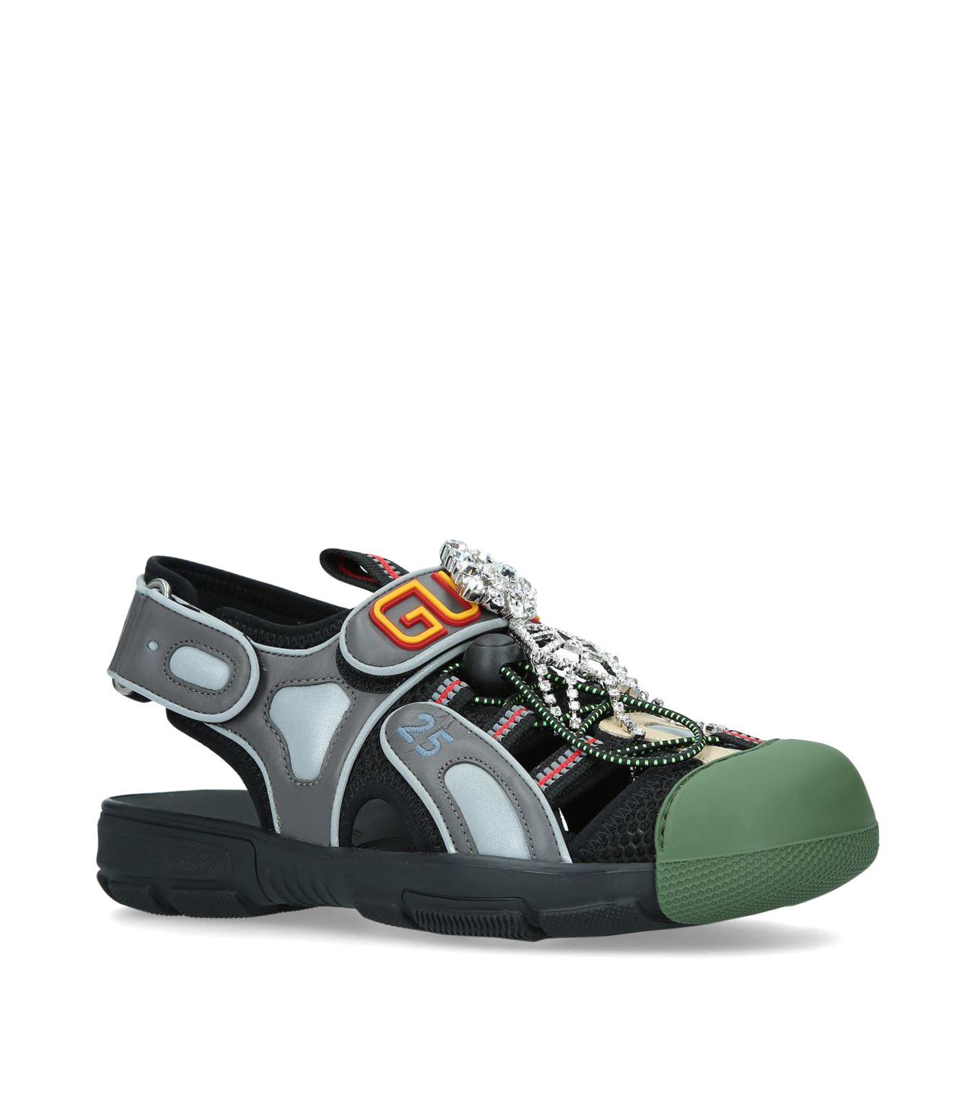 Gucci Tinsel Hiking Sandals in Green - Lyst