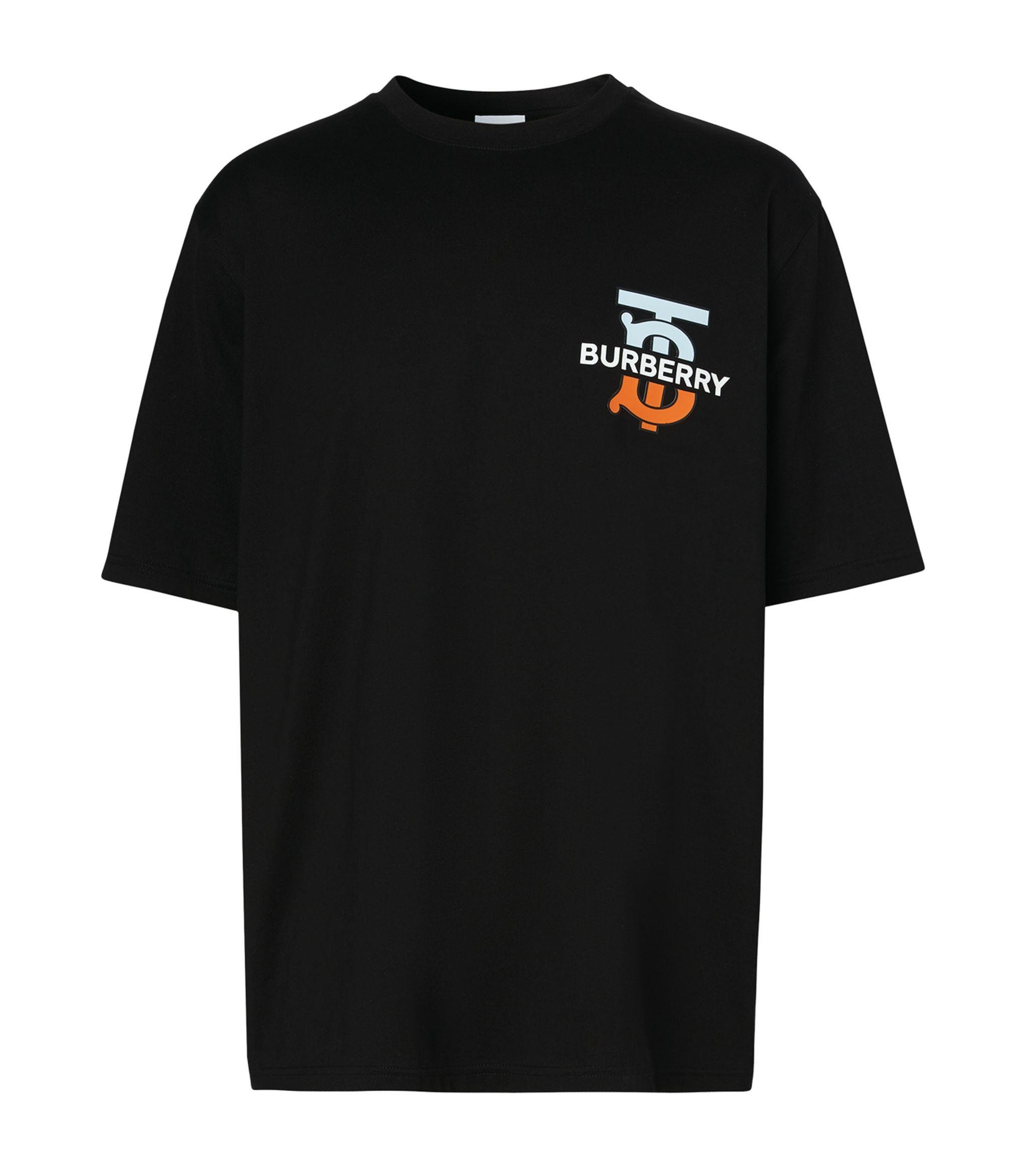 Burberry Cotton Tb Monogram Oversized T-shirt in Black for Men - Lyst