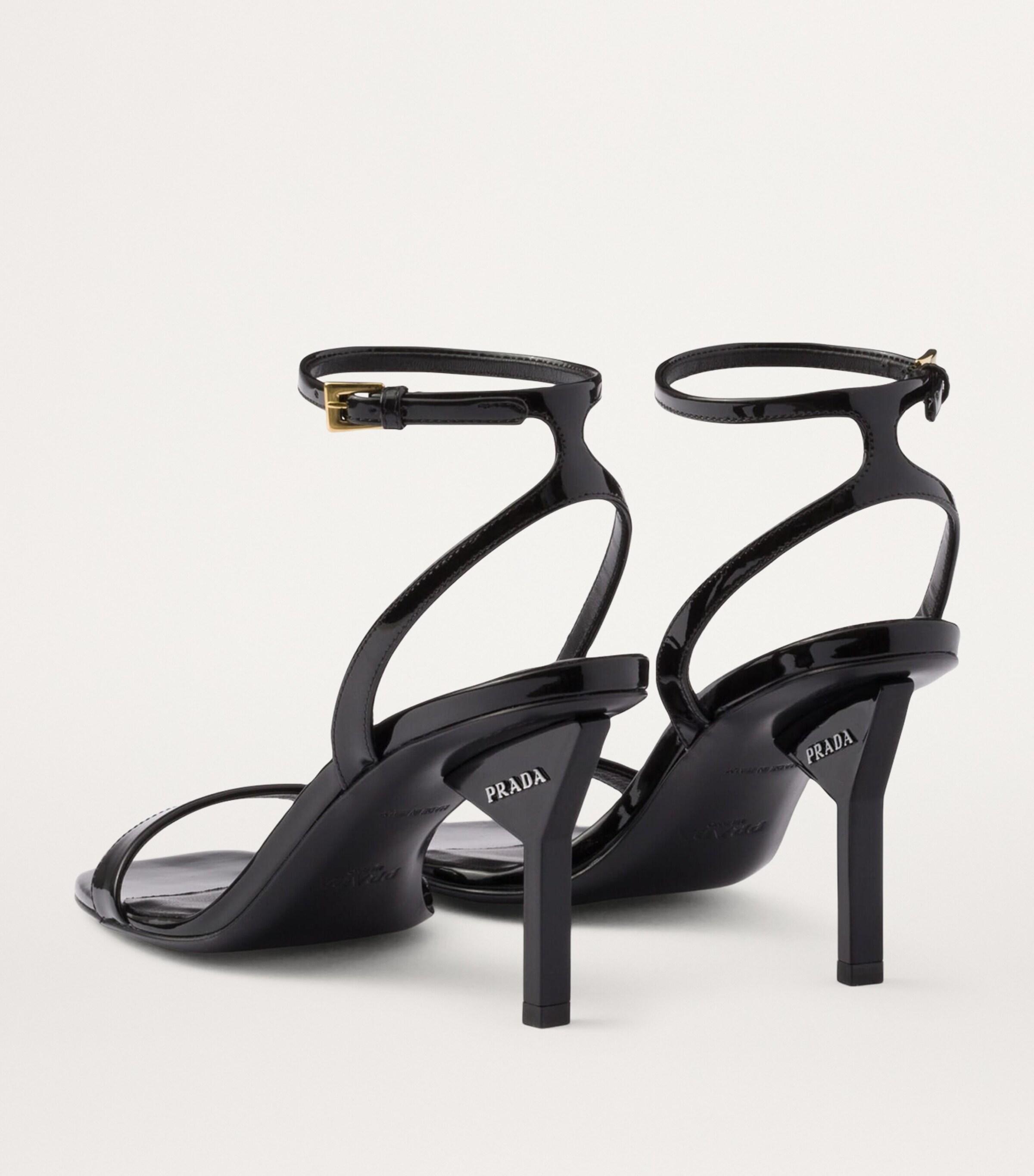 Prada Patent Leather Heeled Sandals 85 in Black | Lyst UK
