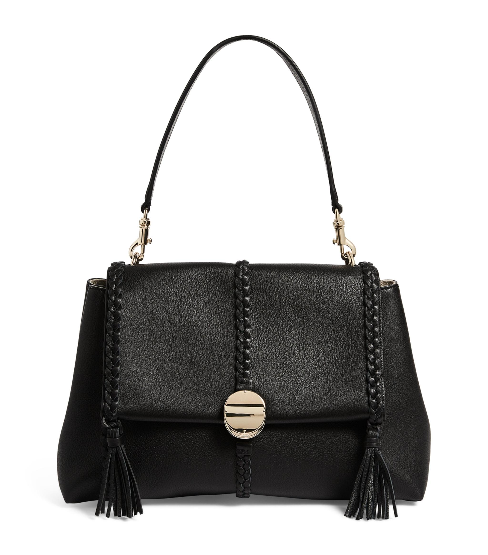 Chloé Medium Leather Penelope Shoulder Bag in Black | Lyst UK