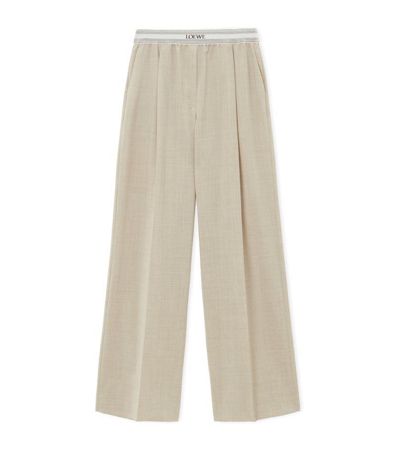 Loewe Wool-Blend Logo Trousers in White | Lyst UK