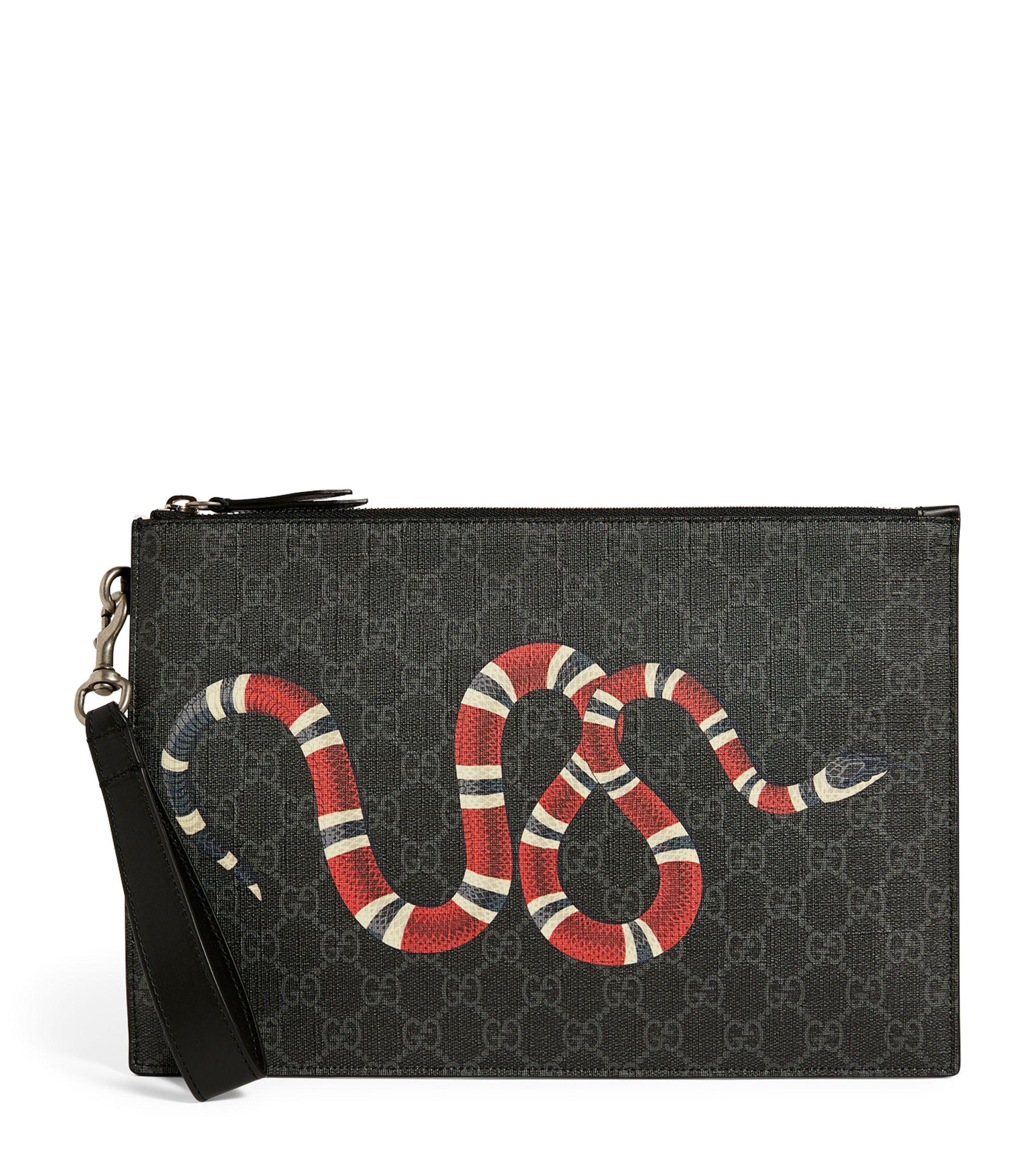 Gucci Canvas GG Supreme Kingsnake Pouch in Black for Men | Lyst
