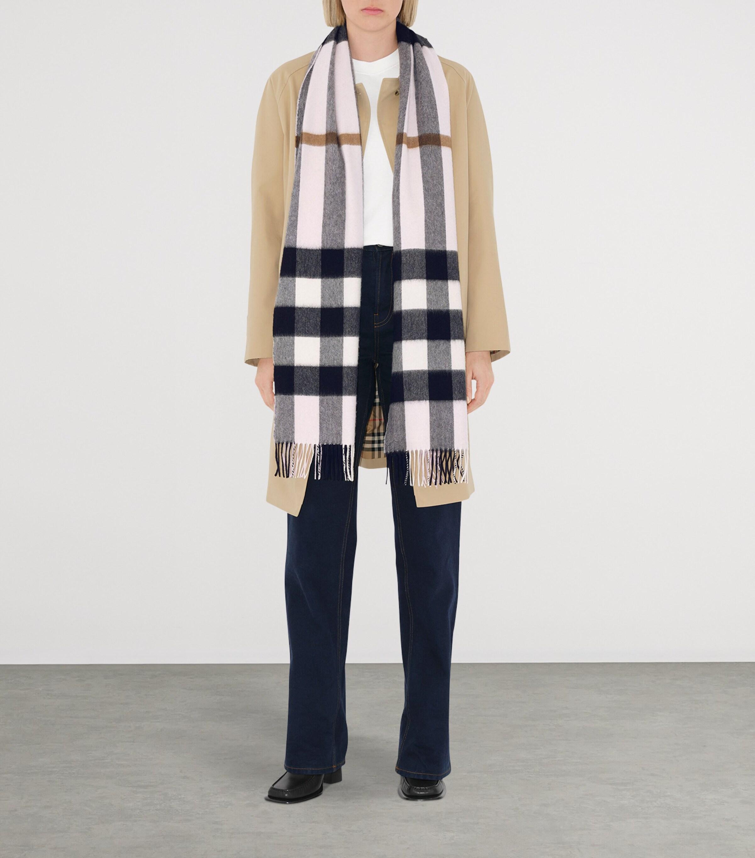 Burberry Cashmere Check Scarf in White Lyst UK