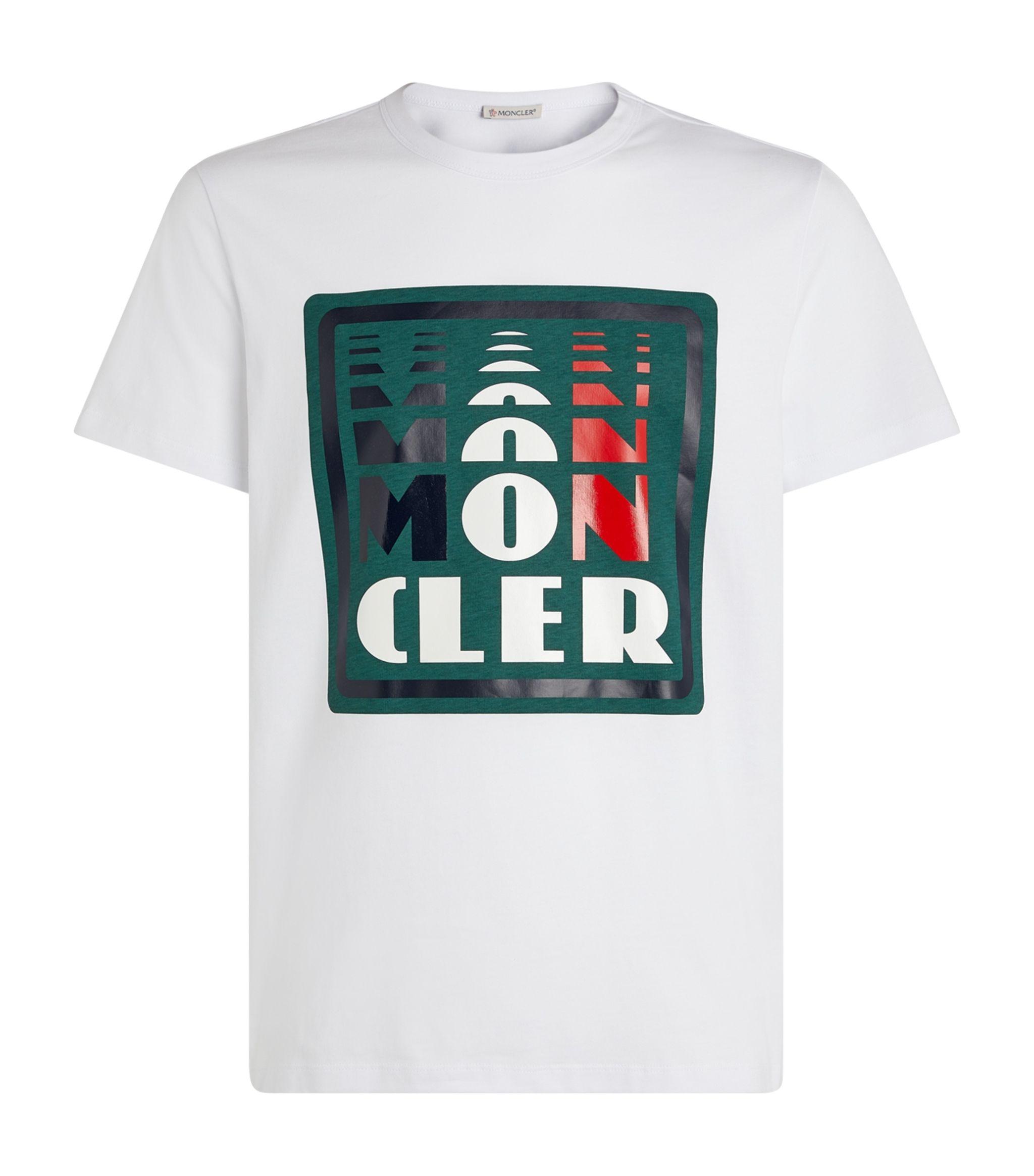 Moncler Cotton Logo T-shirt in Green for Men - Lyst
