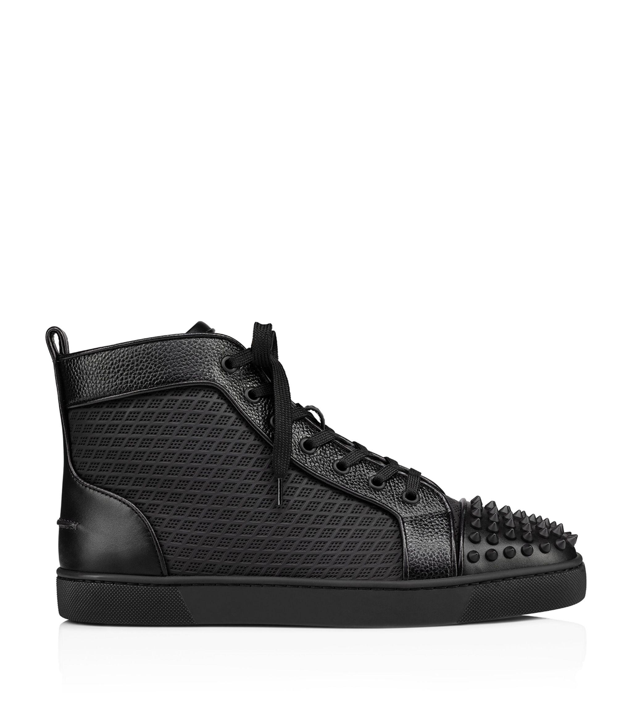Lou Spikes Orlato Studded Leather and Mesh High-Top Sneakers