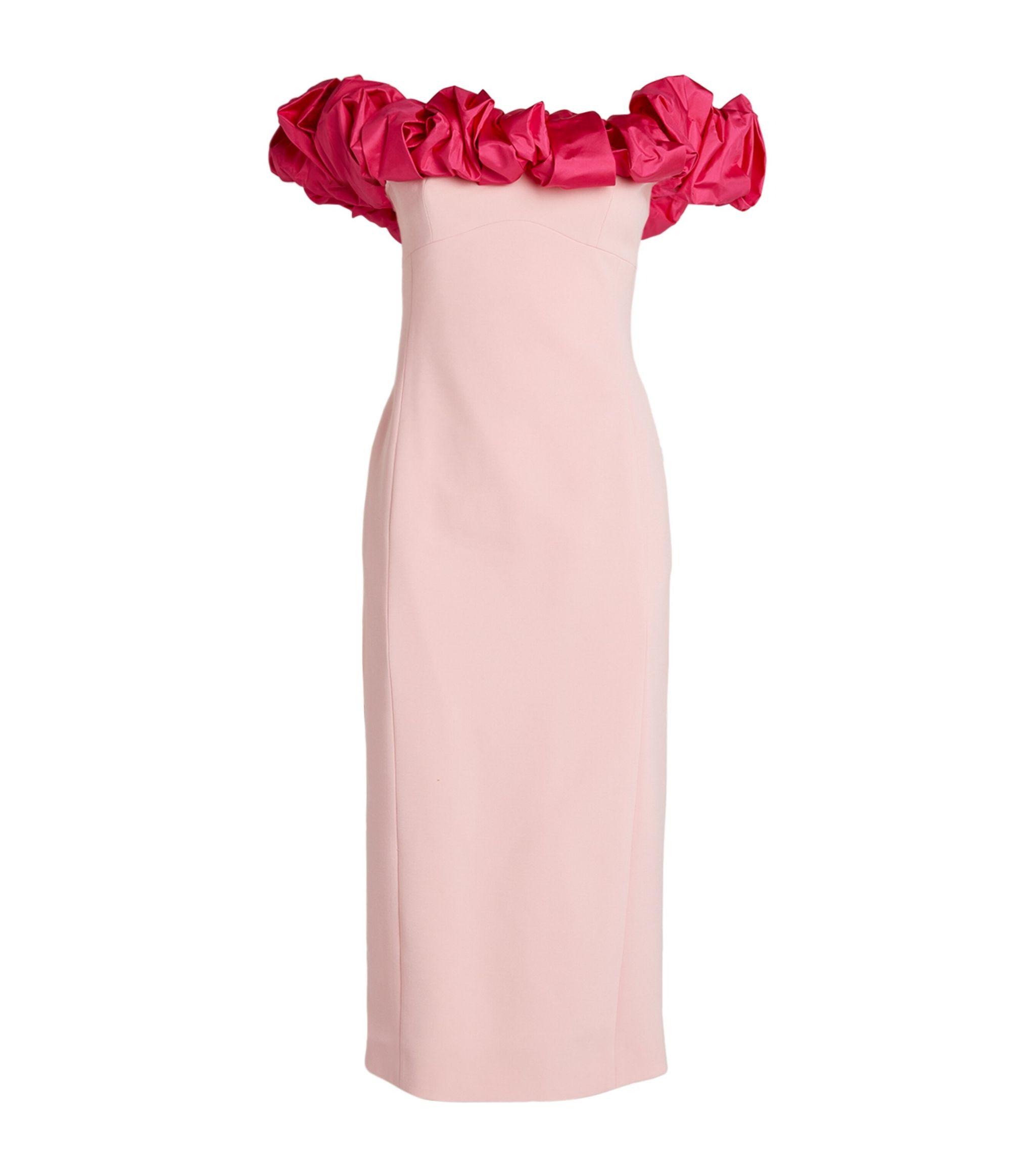 Huishan Zhang Silk Eve Bardot Midi Dress in Pink Lyst Canada