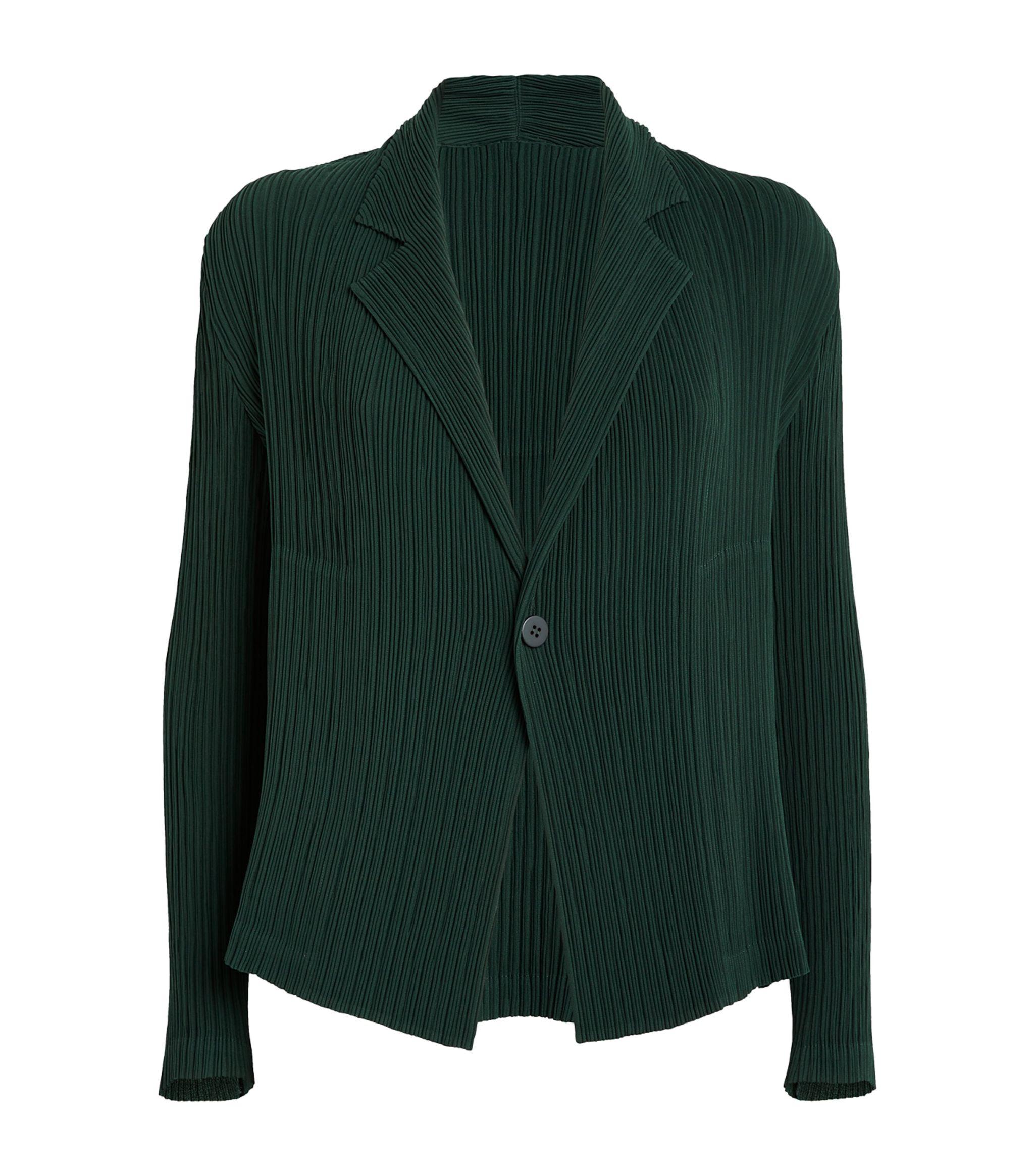 Issey Miyake Hatching Pleats Jacket in Green | Lyst