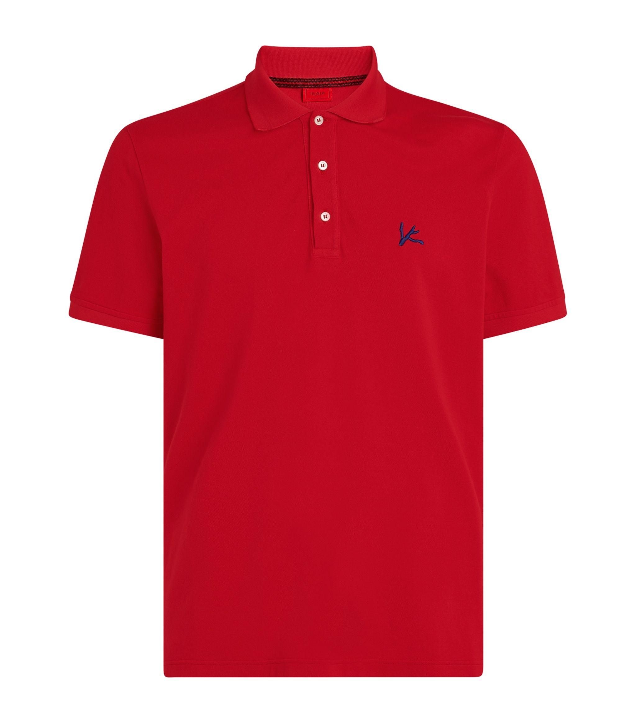 Isaia Cotton Logo Polo Shirt in Red for Men - Lyst