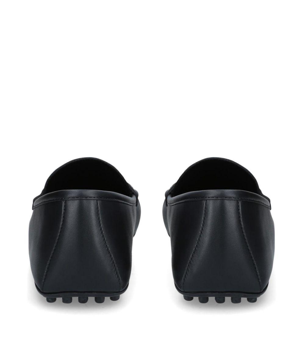 gucci leather driver with web