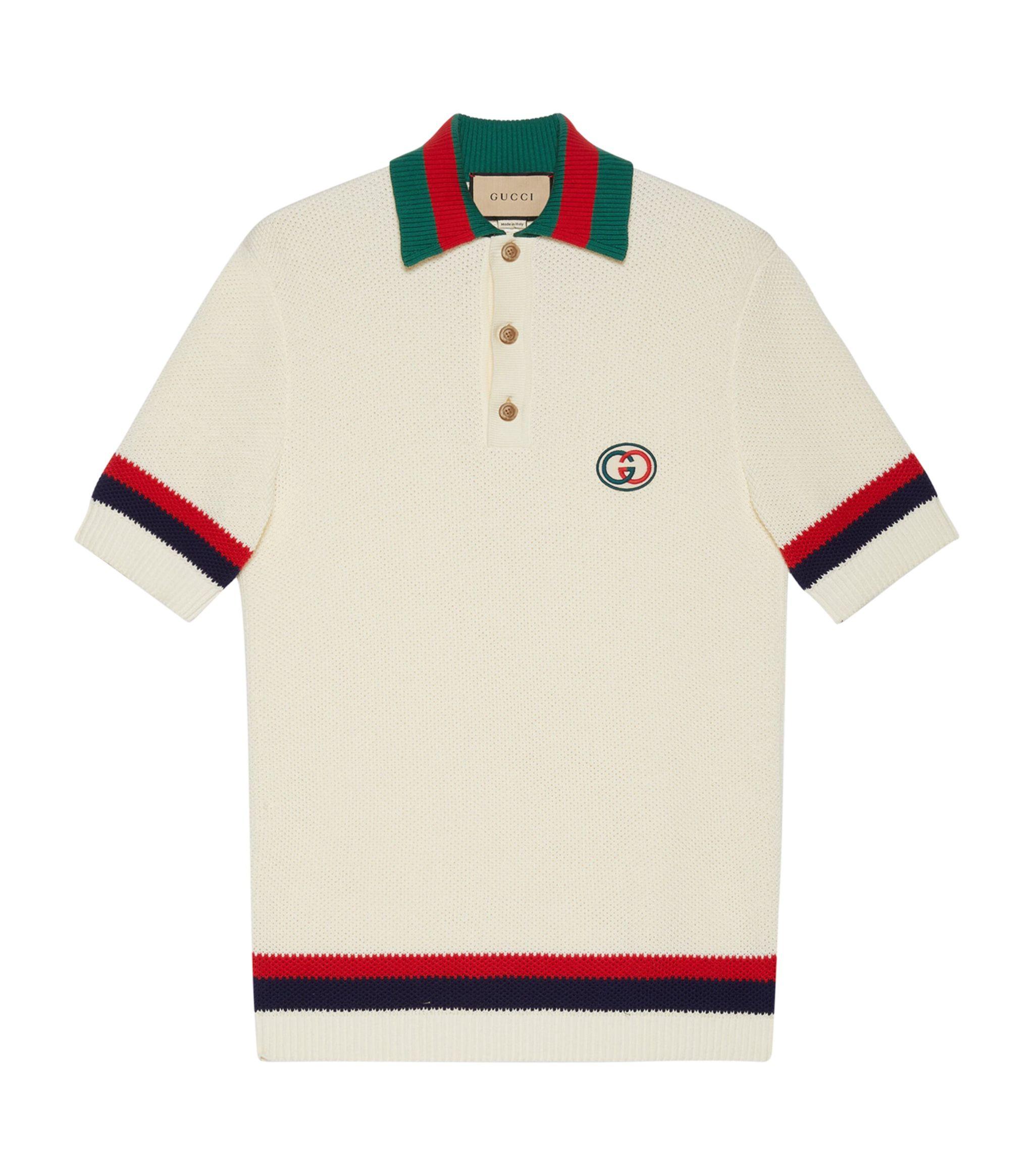 Gucci Cotton-knit Polo Shirt in White for Men | Lyst UK