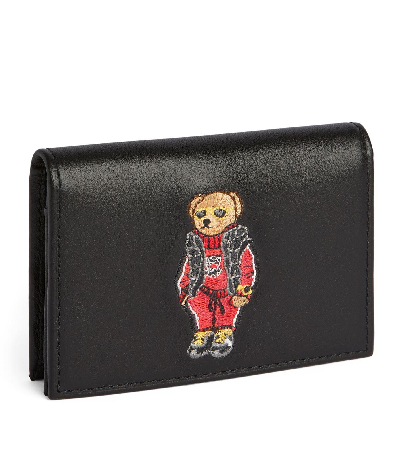 Polo Ralph Lauren Black Embroidered Polo Bear Card Holder for Men | Lyst