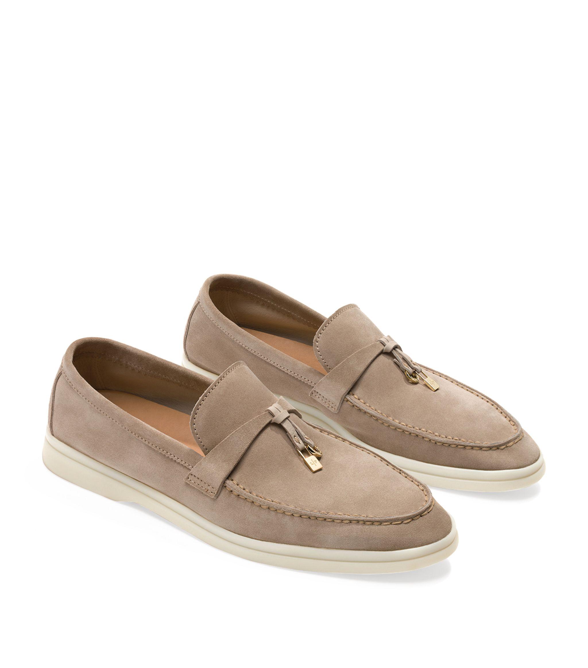 Loro Piana Suede Charm-detail Summer Walk Loafers - Lyst