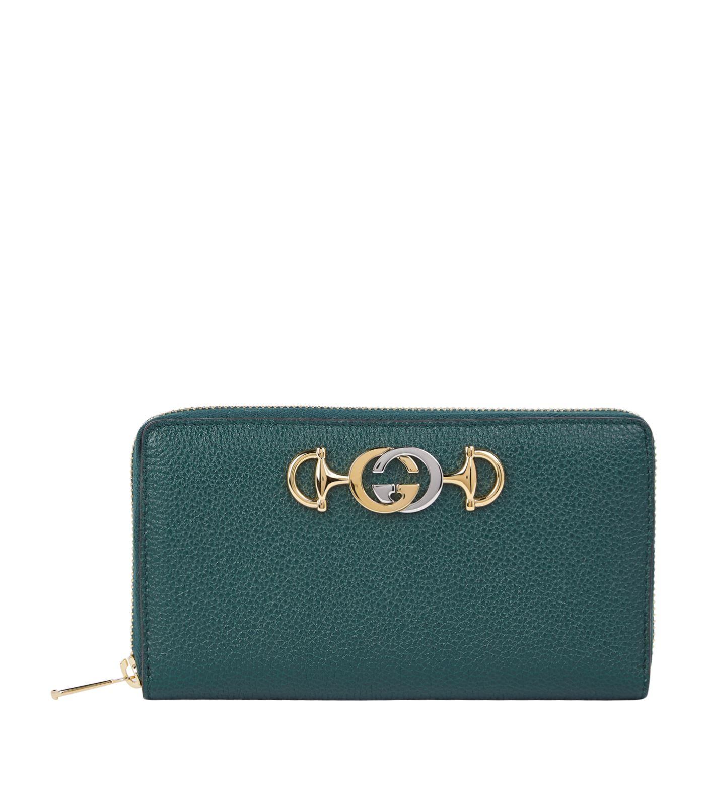 Gucci Zumi 548 Zip-around Leather Wallet in Green | Lyst
