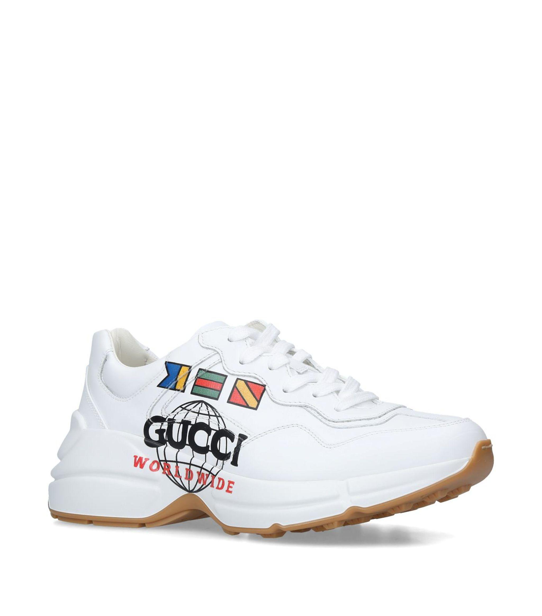 Gucci Leather Rhyton Worldwide Sneaker in White - Save 32% - Lyst