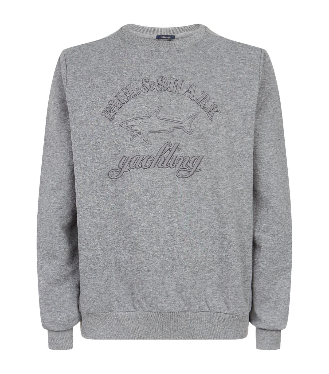 Paul & Shark Cotton Tonal Embossed Logo Sweatshirt in Grey (Gray) for ...