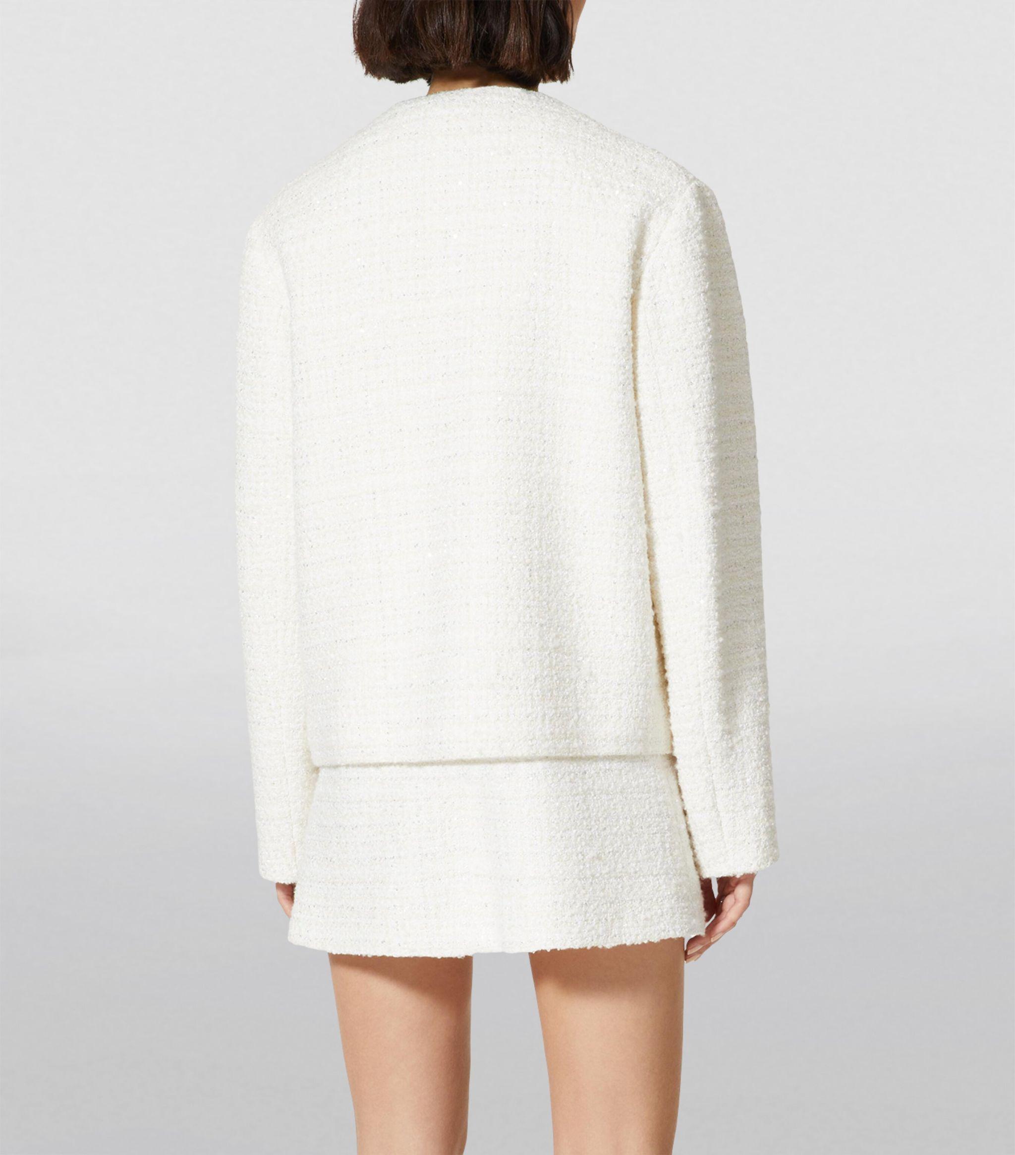 Valentino Garavani Tweed Crystal-flower Blazer in White | Lyst