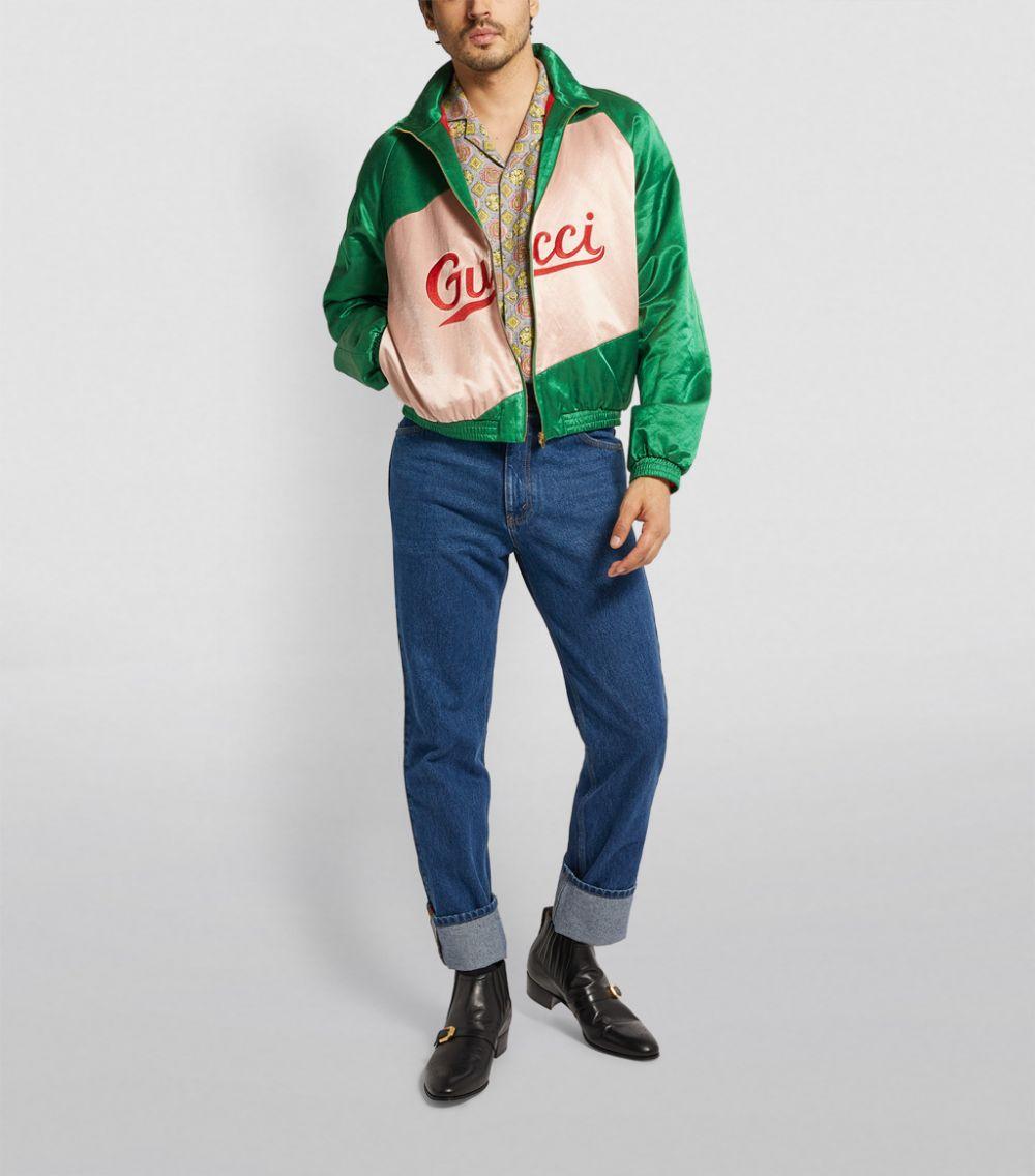 Gucci Logo Bomber Jacket in Green for Men | Lyst