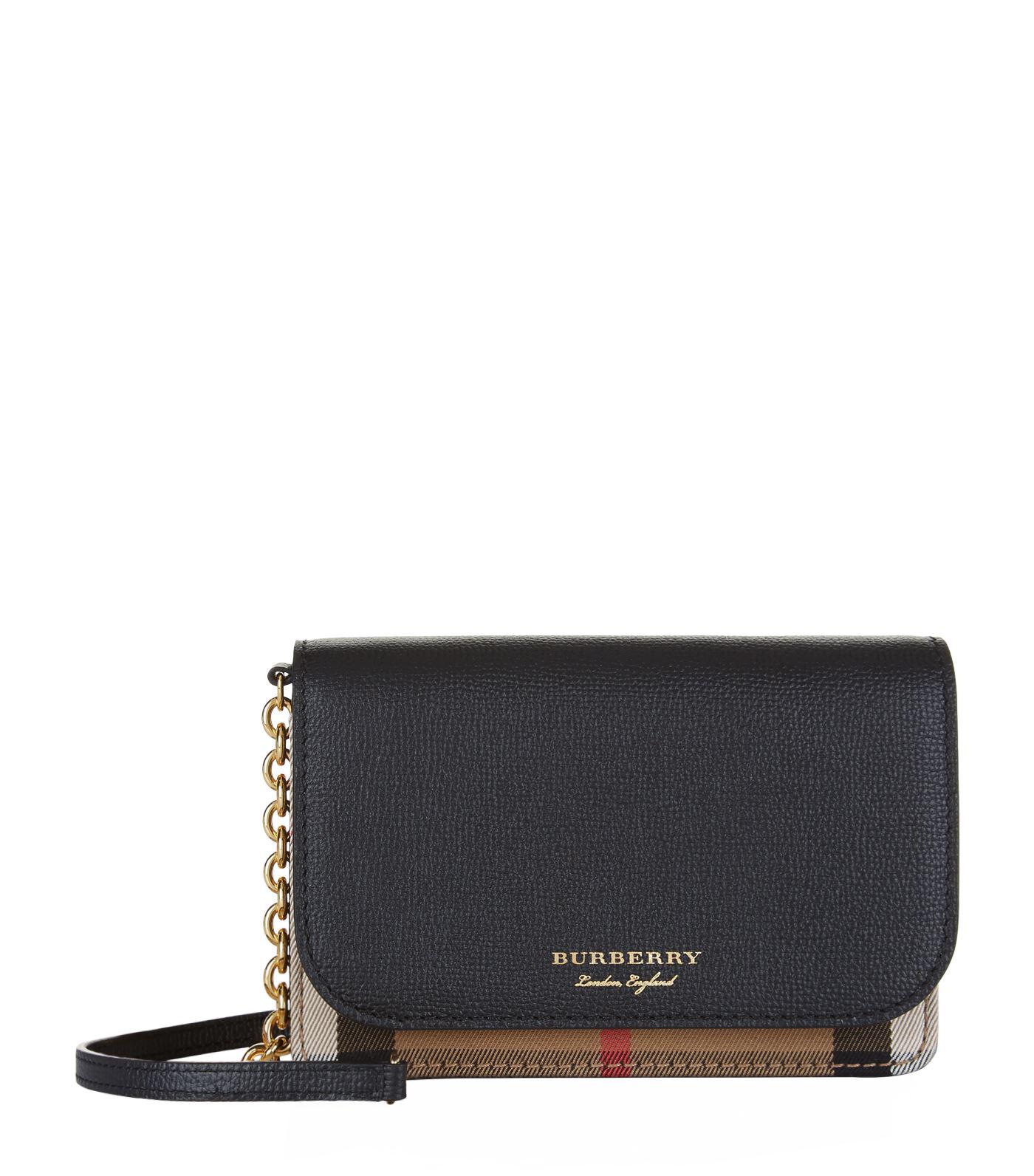 Burberry Leather Hampshire Cross Body Bag in Black | Lyst