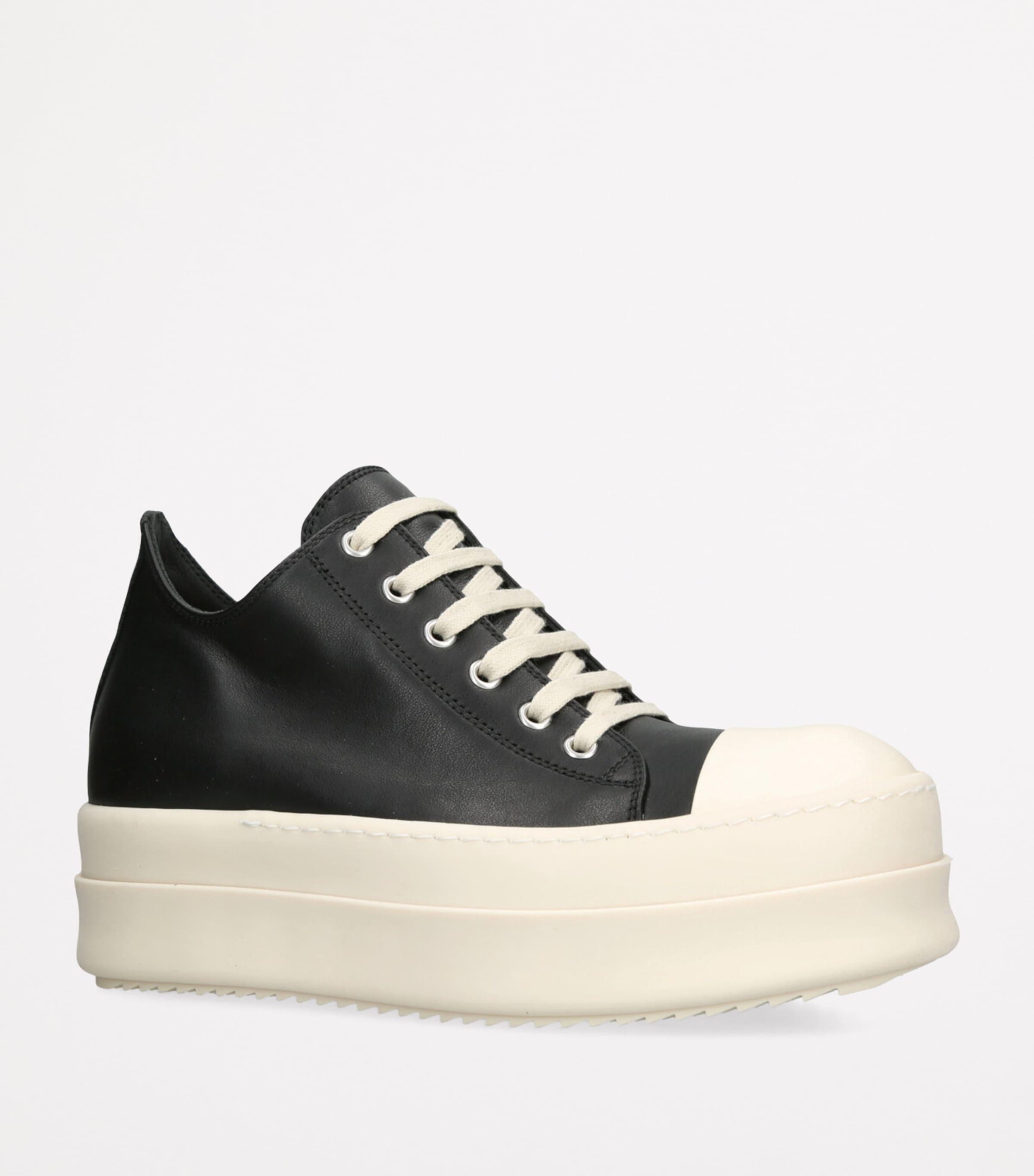 【Rick Owens】Mega Bumper Low Leather★メガ バンパー Rick Owens Leather Mega Bumper Low-Top Sneakers in Black for