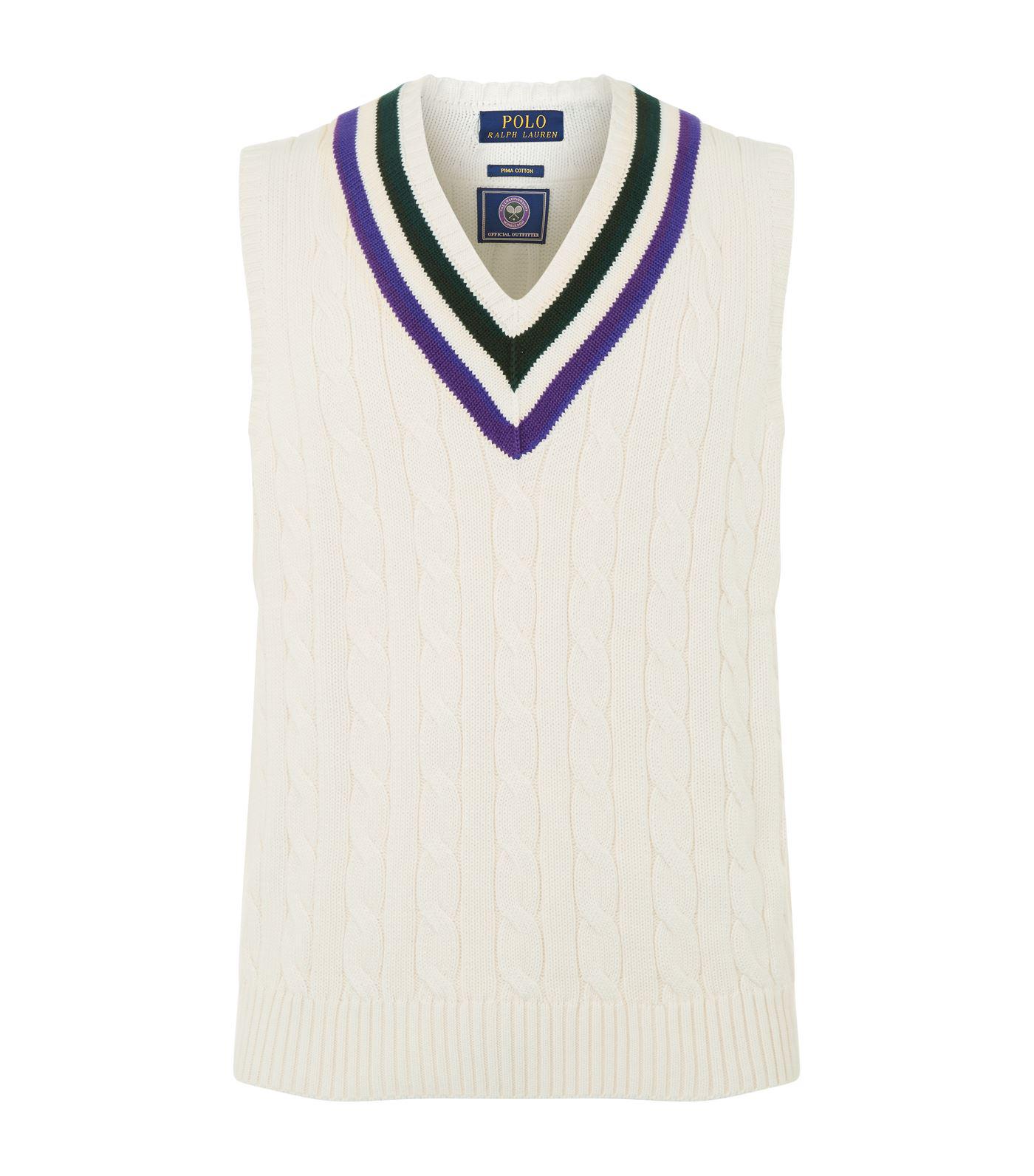 Polo Ralph Lauren Cotton Wimbledon Knitted Vest in Beige (Natural) for ...