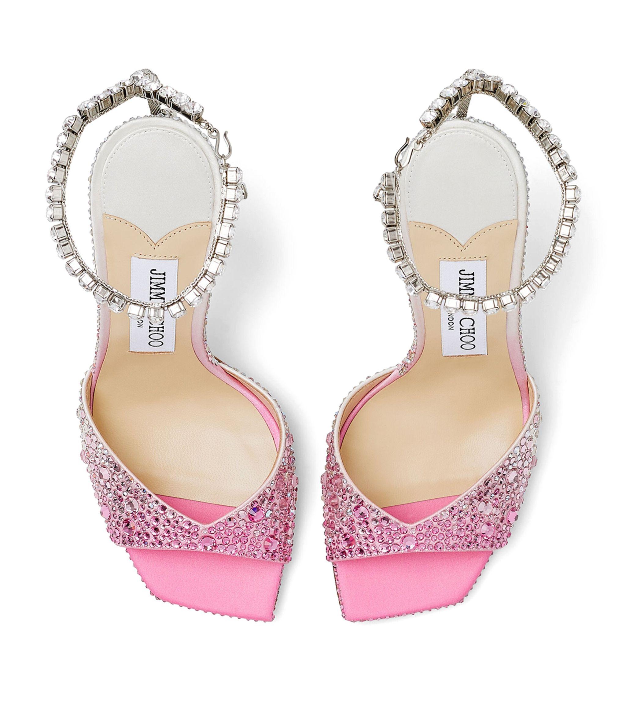 美品 ジミーチュウ SAEDA ミュール グリッター ビジュー 35.5 ピンク Jimmy Choo Exclusive Saeda 100 Embellished Sandals in Pink | Lyst