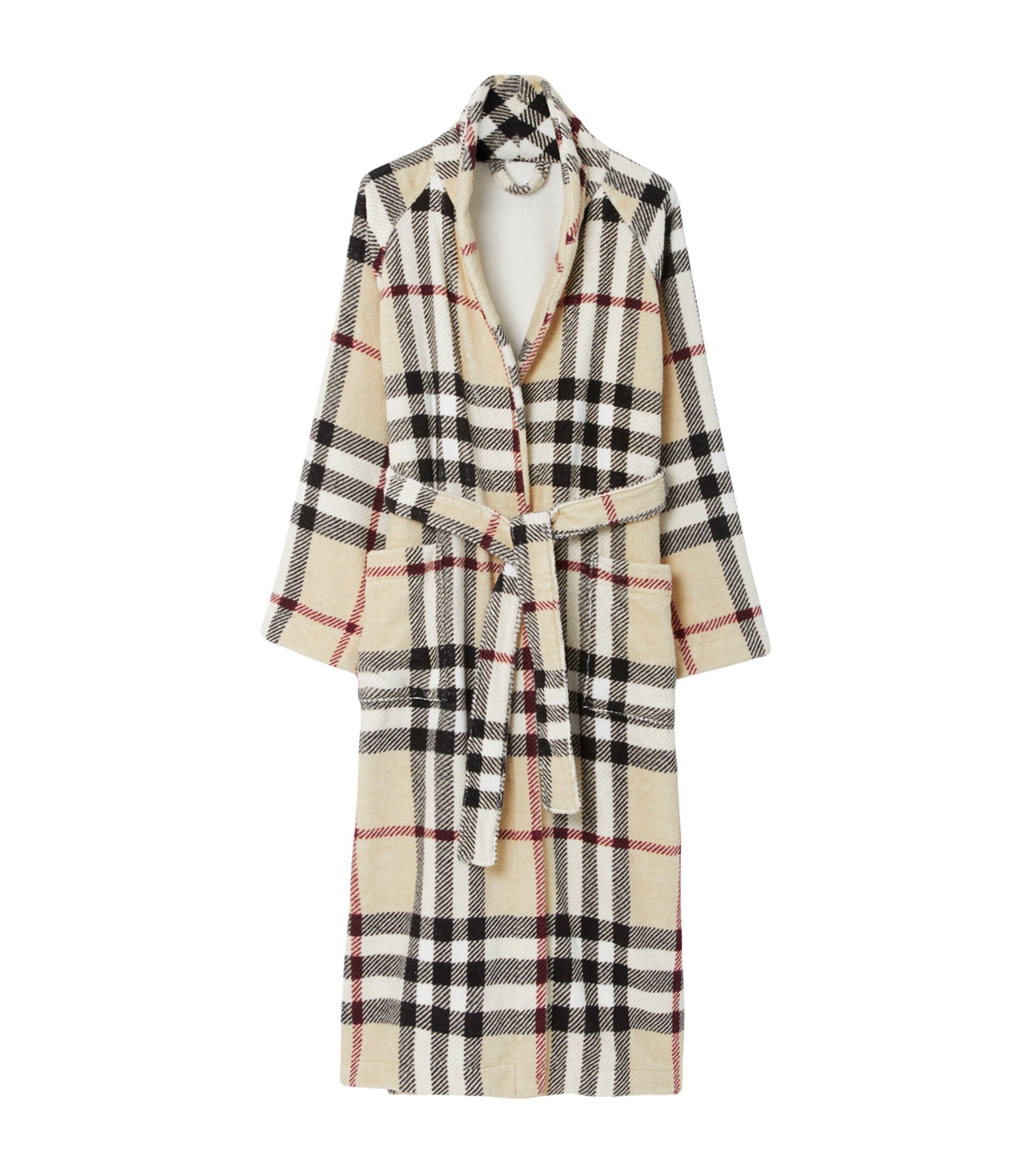 Burberry Check Robe in White | Lyst
