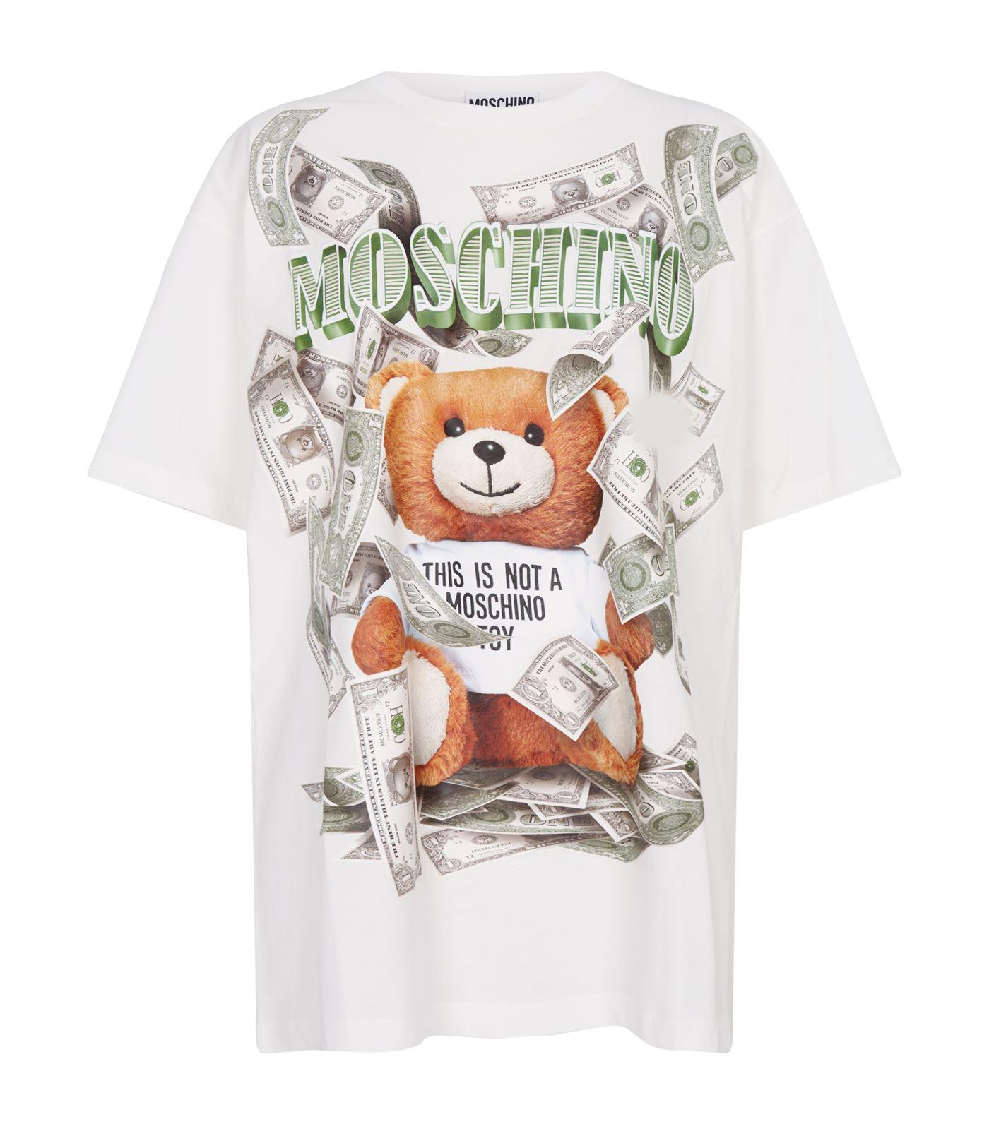 Moschino Teddy Bear Dollar Logo T-shirt in White - Lyst