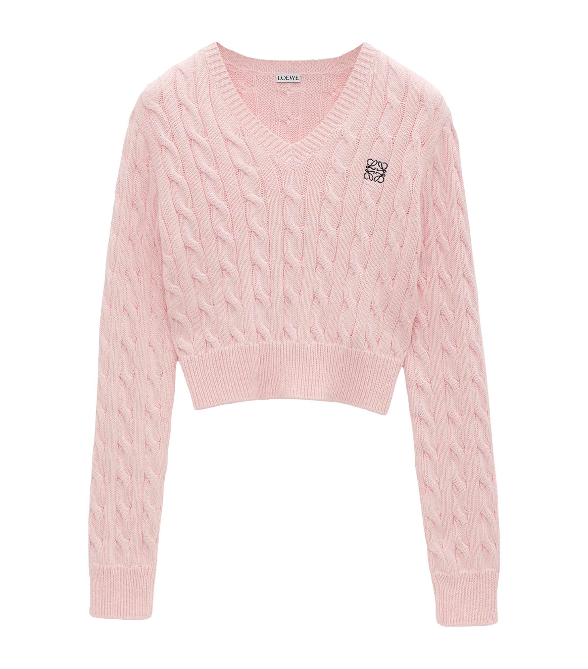 Loewe Cotton Cable-Knit Sweater in Pink Lyst UK