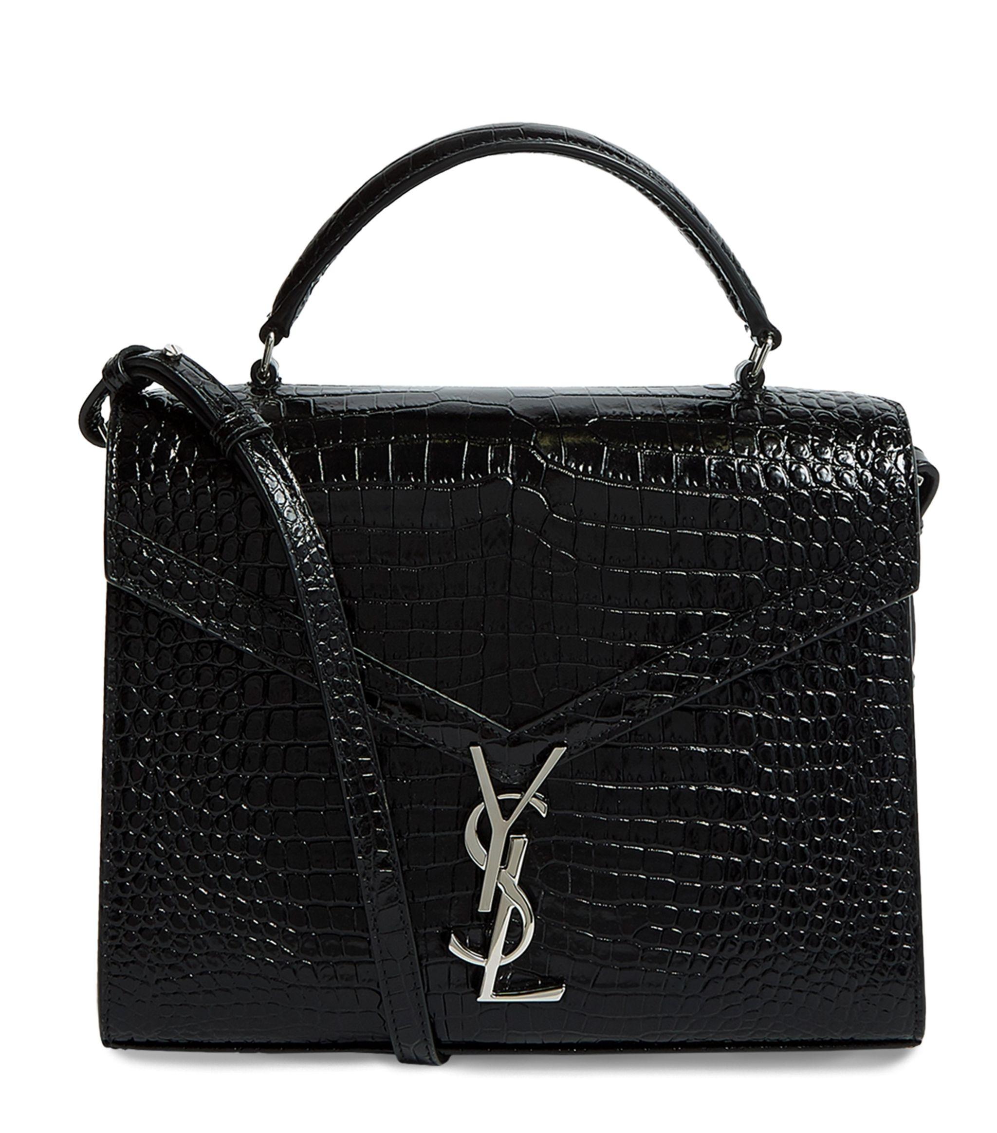 Saint Laurent Leather Medium Croc-embossed Cassandra Top Handle Bag in ...