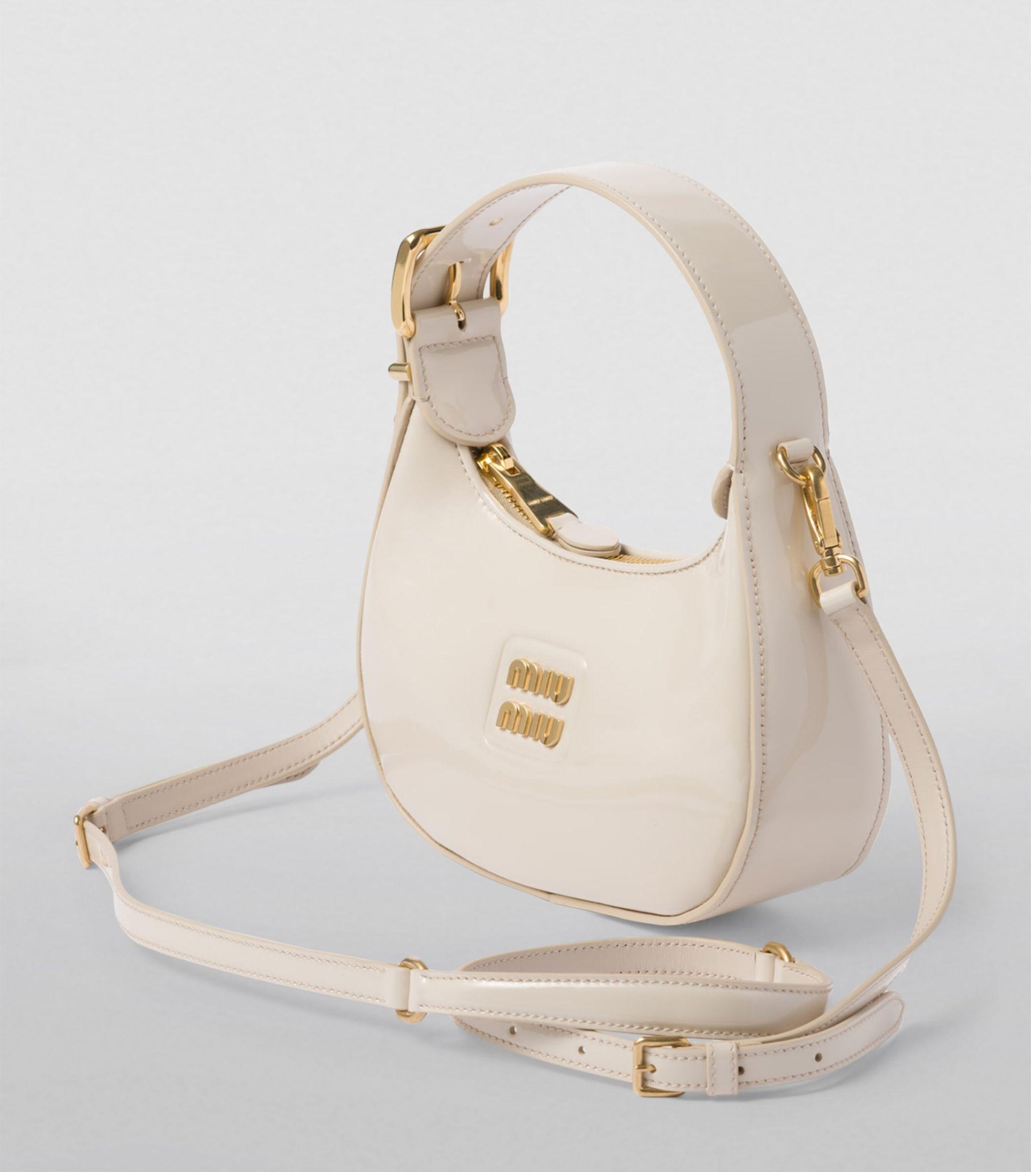 Miu Miu Patent Leather Hobo Shoulder Bag in Natural | Lyst Canada