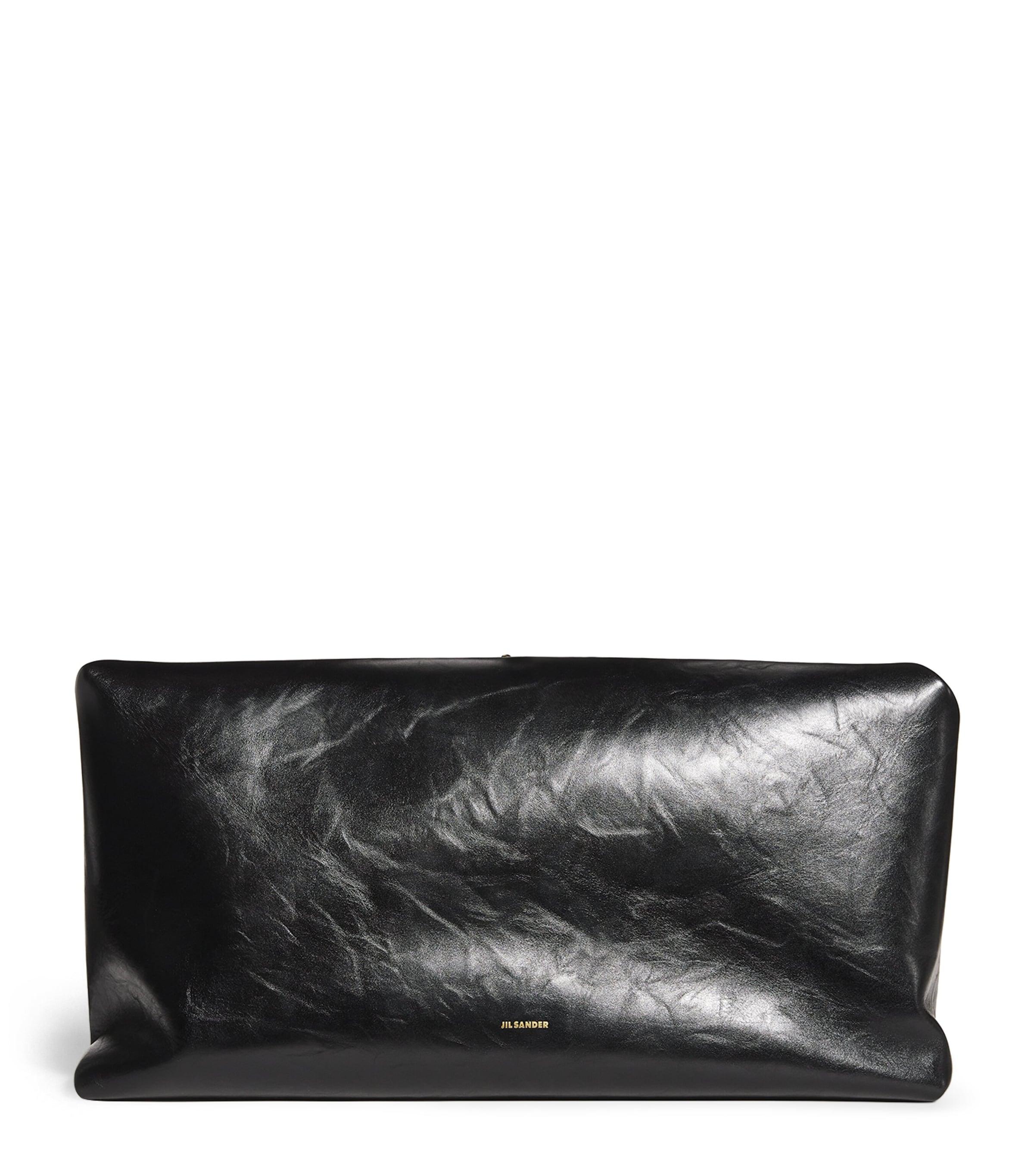 Jil Sander Large Leather Goji Pillow Clutch Bag in Black | Lyst