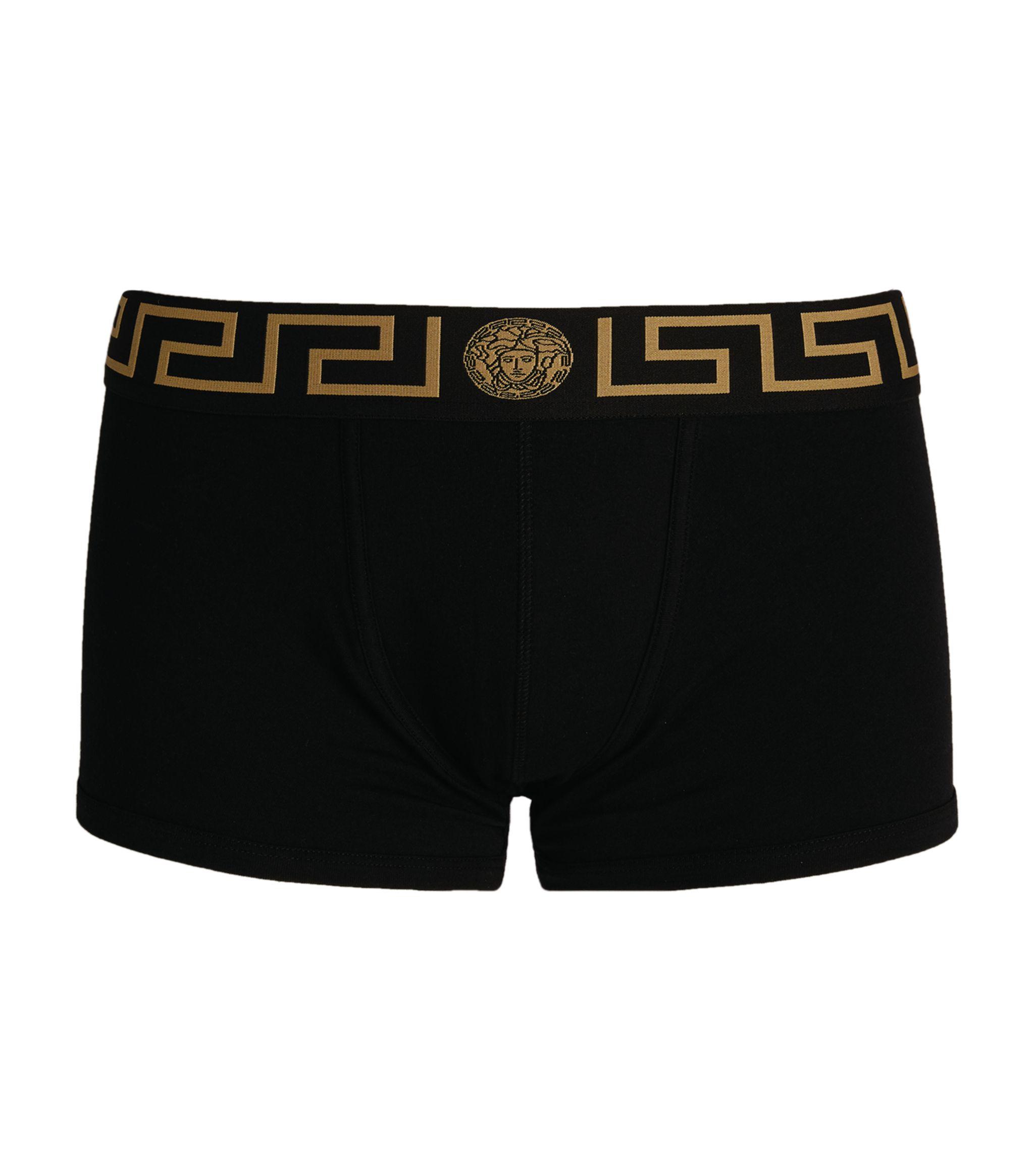 Versace Cotton Greca-trim Low-rise Trunks (pack Of 3) in Black for Men ...