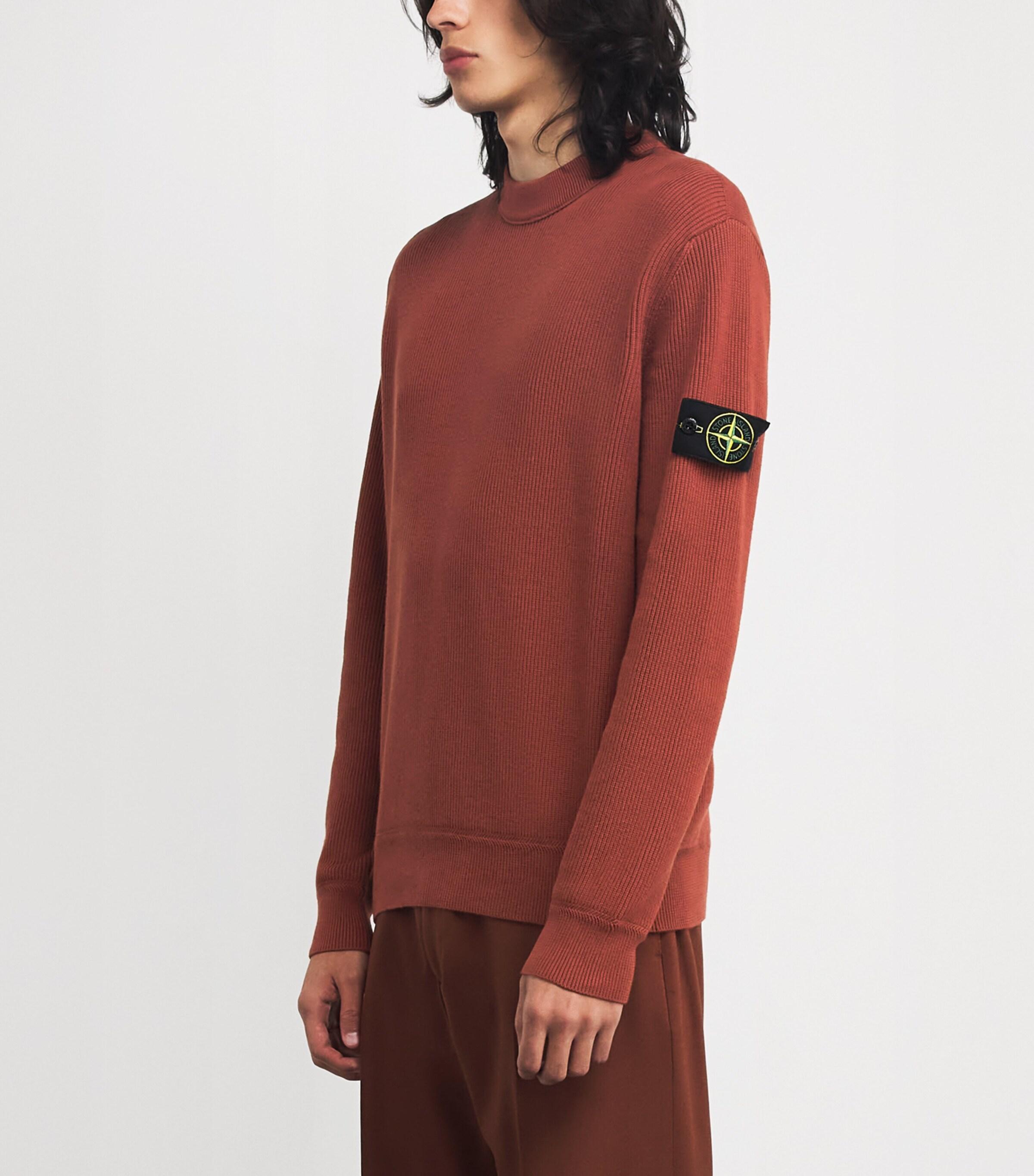 Stone Island Cotton Rib-Knit Compass Sweater in Red for Men | Lyst