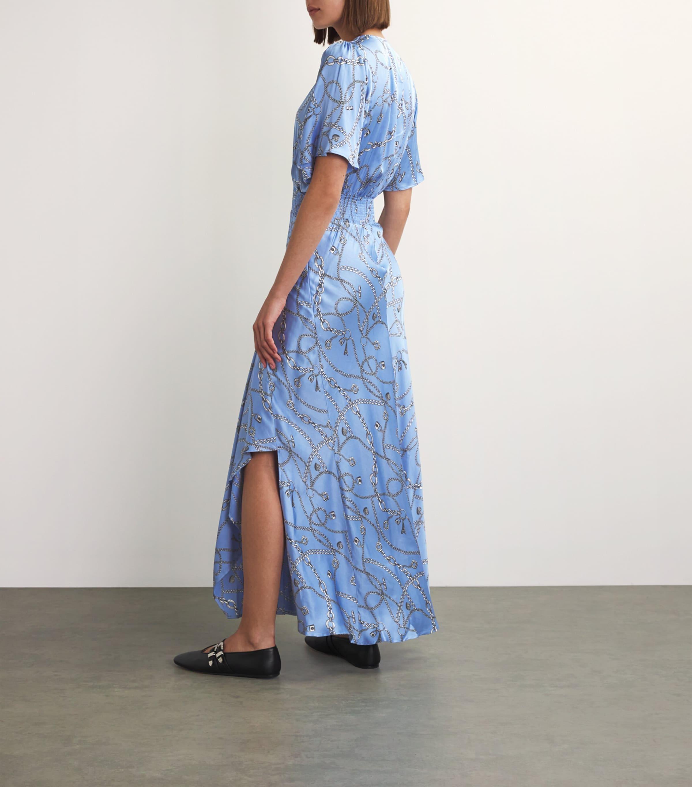 Maje Chain Print Maxi Dress in Blue | Lyst UK