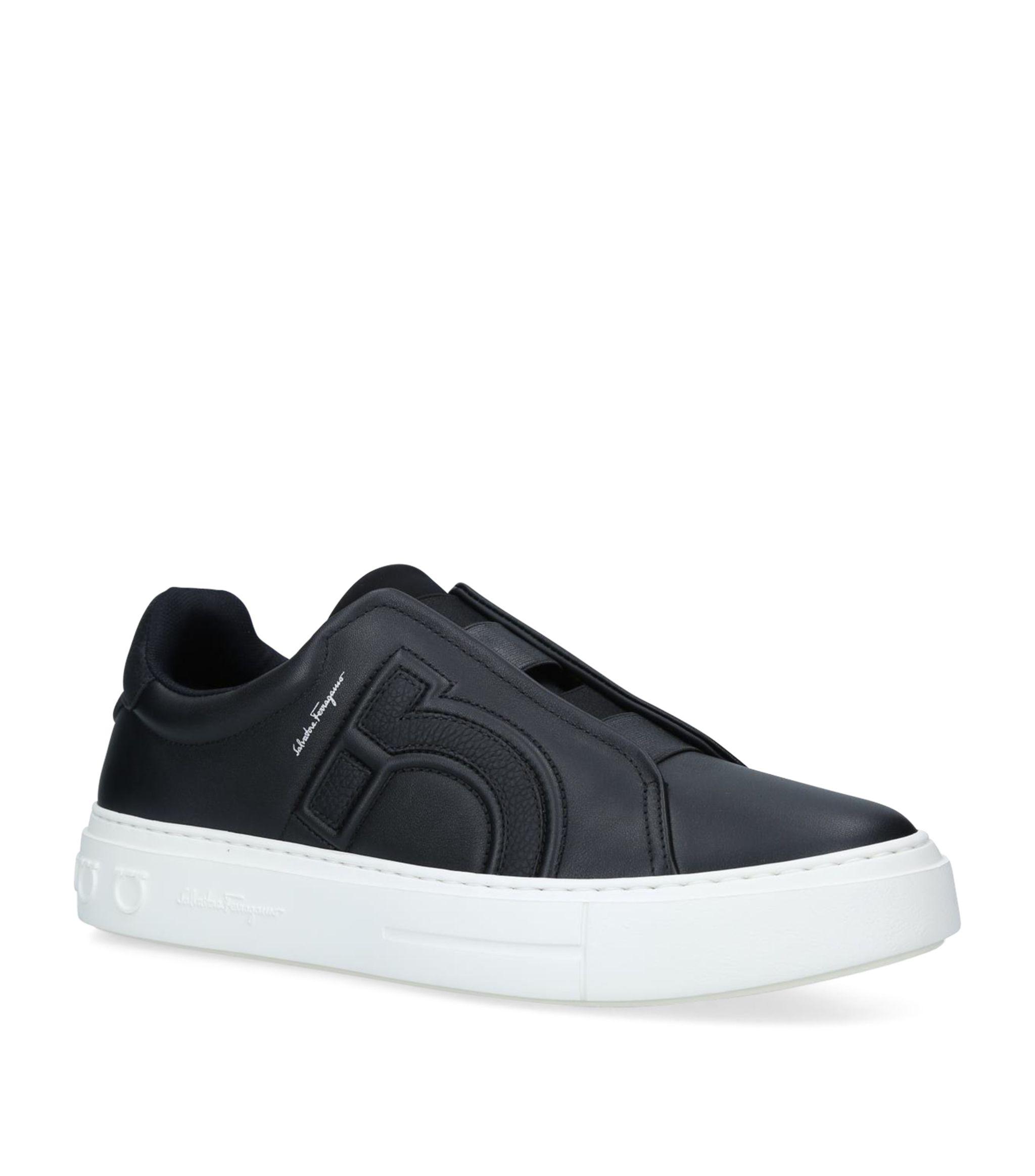 Ferragamo Leather Tasco Slip-on Sneakers in Black for Men | Lyst