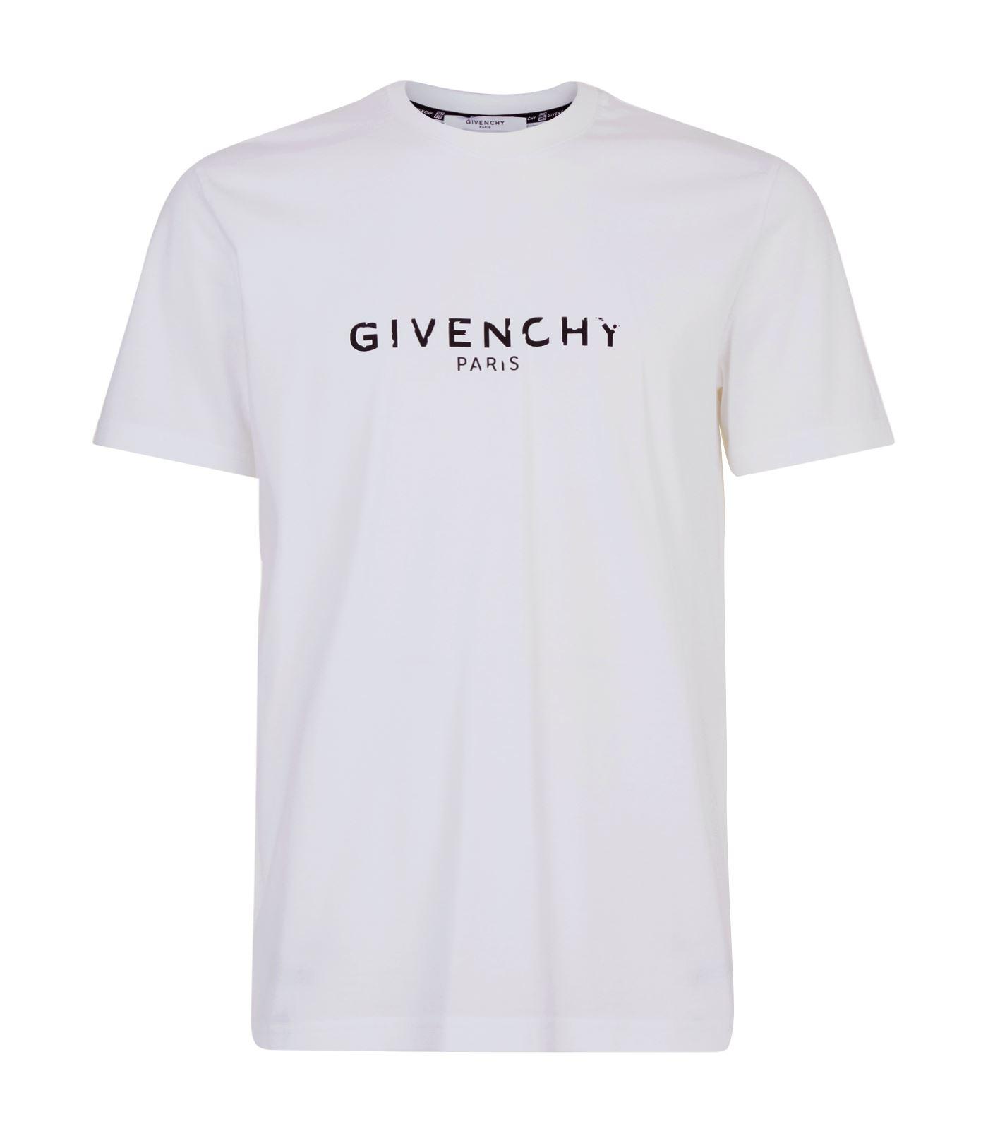 Givenchy Distressed Logo-print Cotton T-shirt in White for Men - Save 6 ...