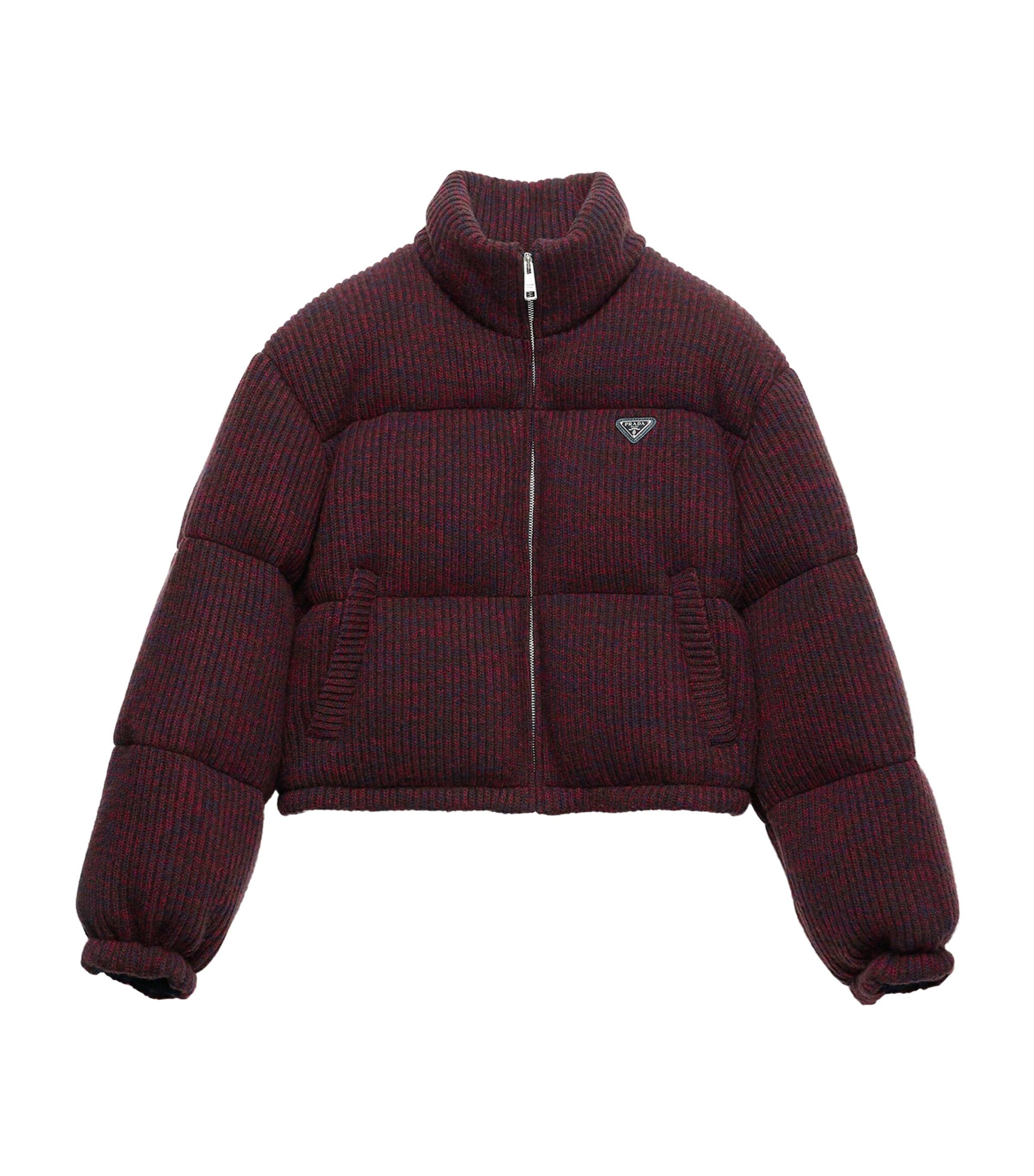 Prada Wool-Cashmere Down Jacket in Brown | Lyst UK