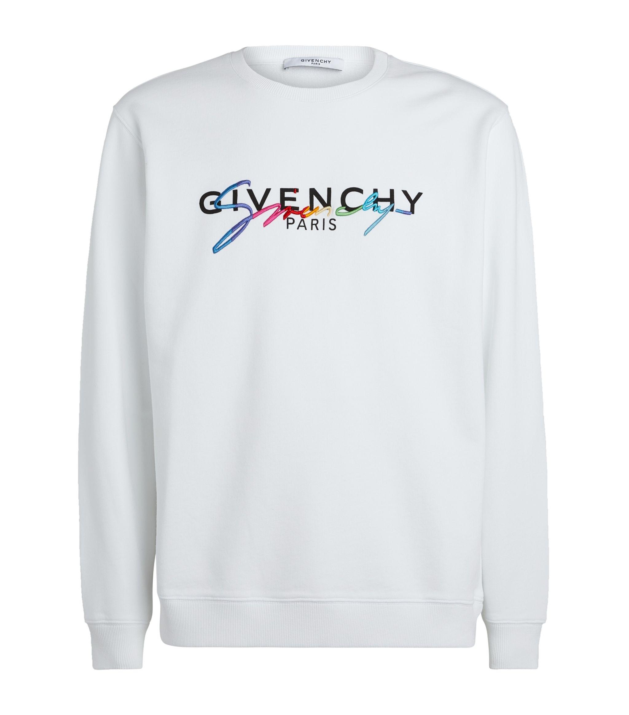 Givenchy Cotton Rainbow Signature Logo Sweatshirt in White for Men - Lyst